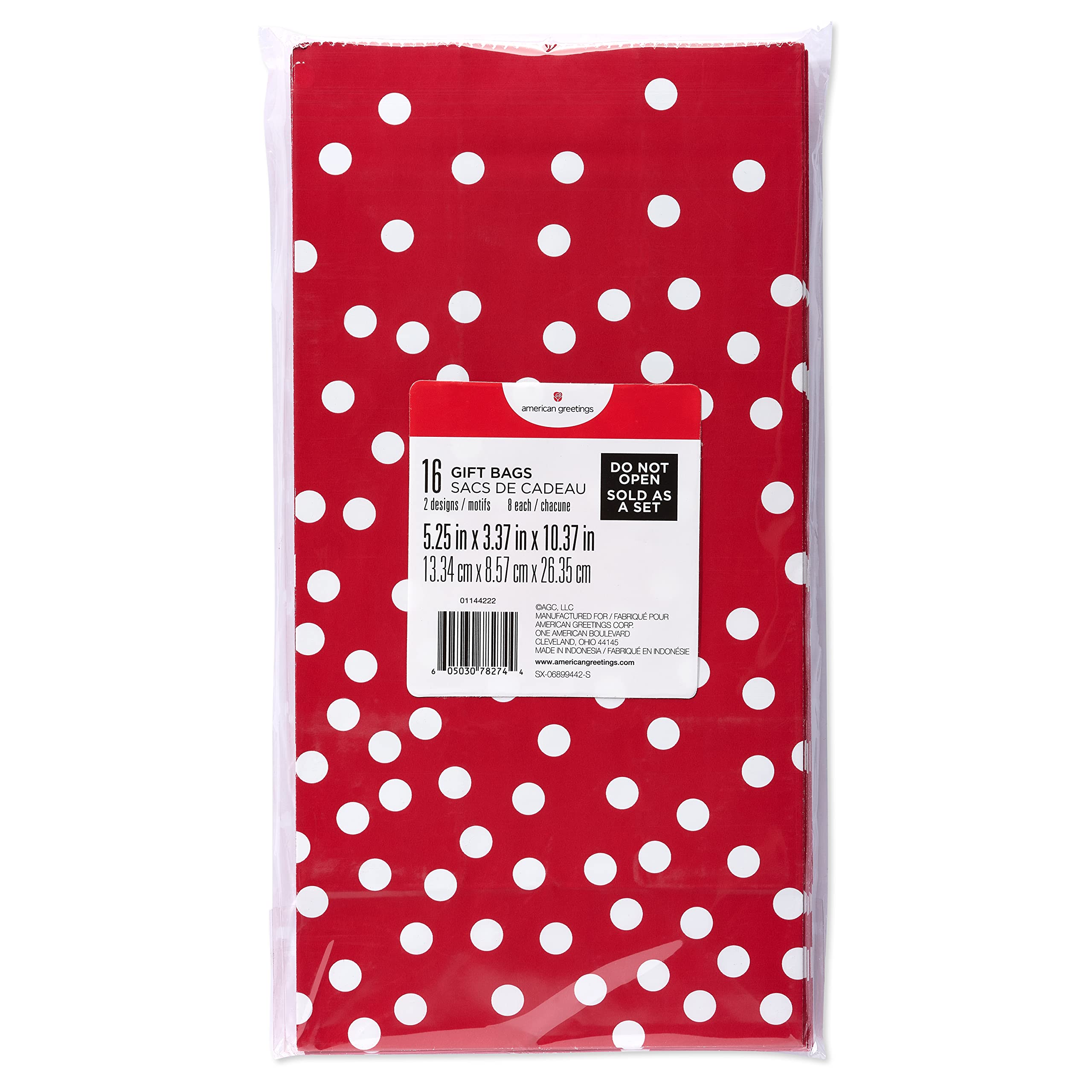 American Greetings 10.375'' Red Goodie Bags, Stripes and Polka Dots (16 Bags) - Image 4