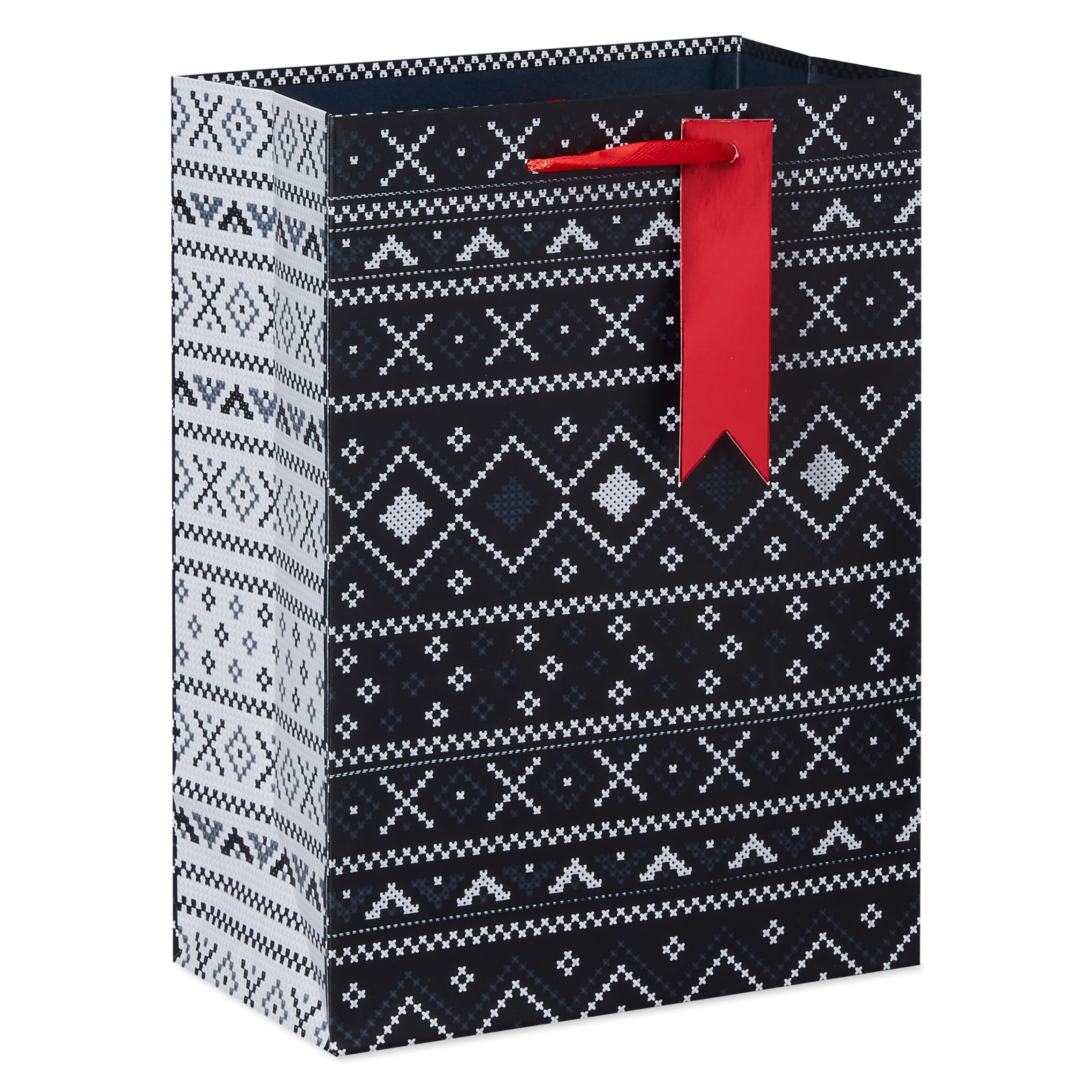 American Greetings 10" Medium Christmas Gift Bags, Sweater Patterns and Snowy Trees (4 Bags) - Image 3