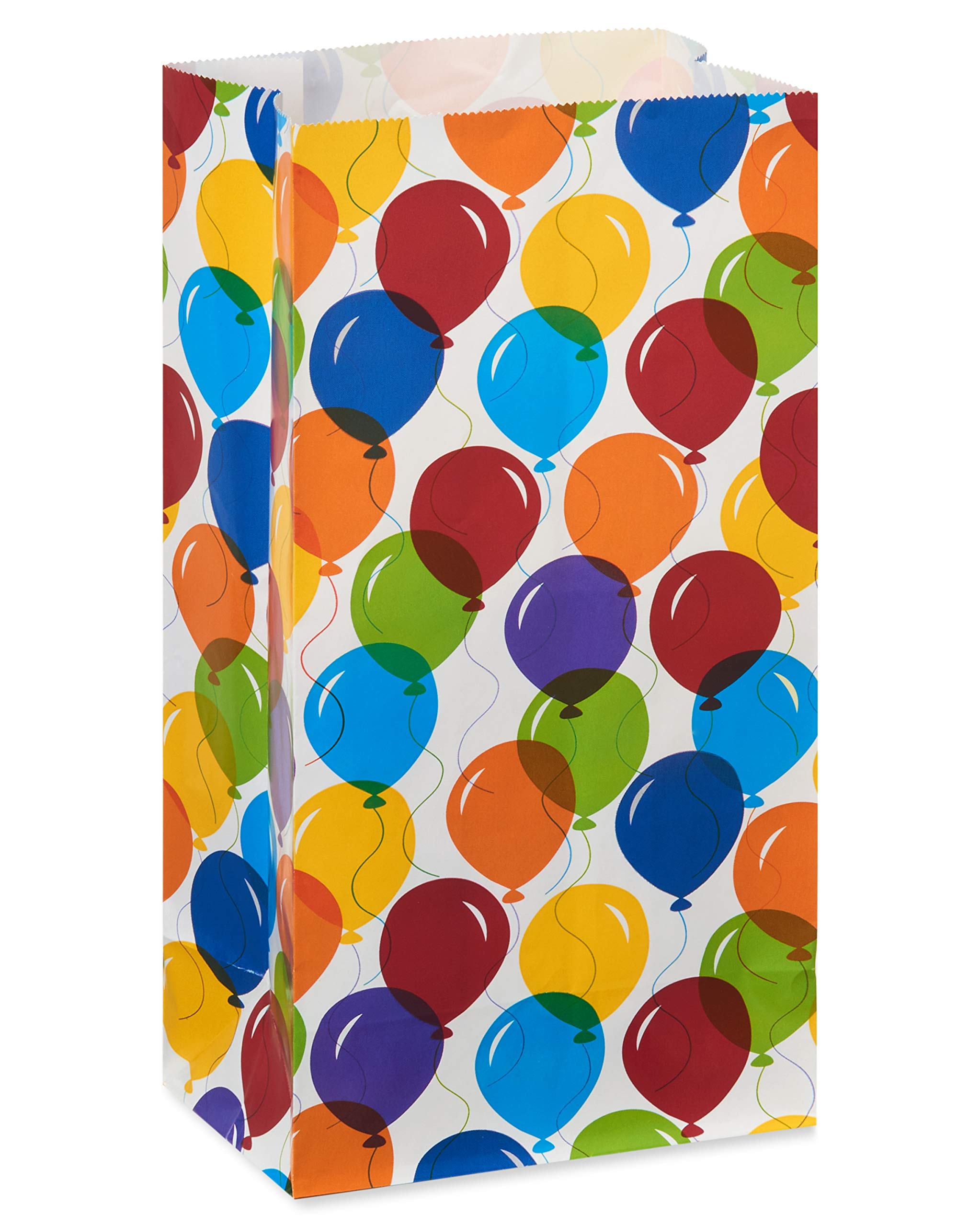 American Greetings 10" Small Birthday Goodie Bags, Multicolor Balloons (12-Count) - Image 2