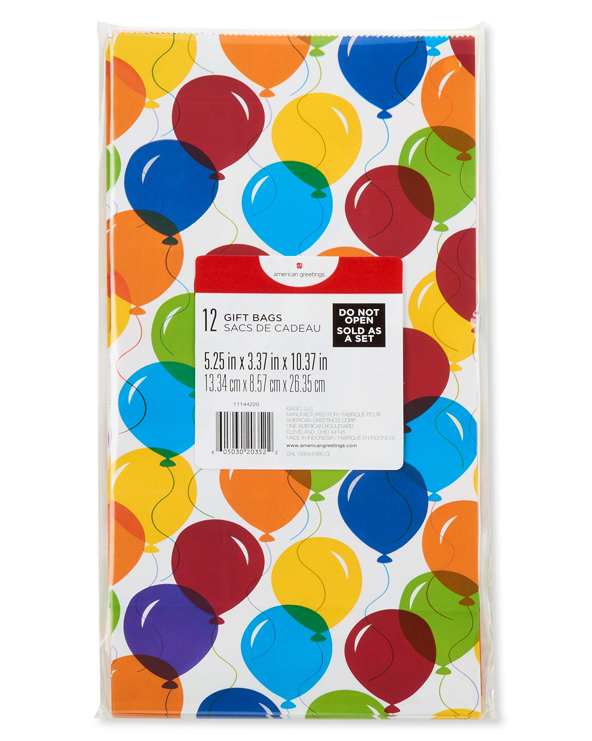 American Greetings 10" Small Birthday Goodie Bags, Multicolor Balloons (12-Count) - Image 4