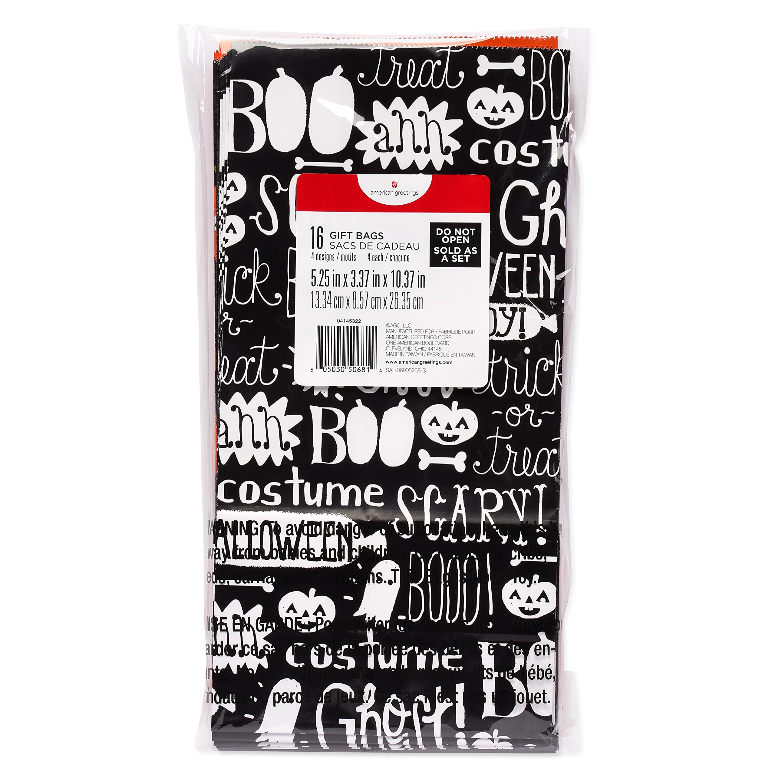 American Greetings 10" Small Halloween Goodie Bags, Pumpkins and Halloween Text (16-Count) - Image 4