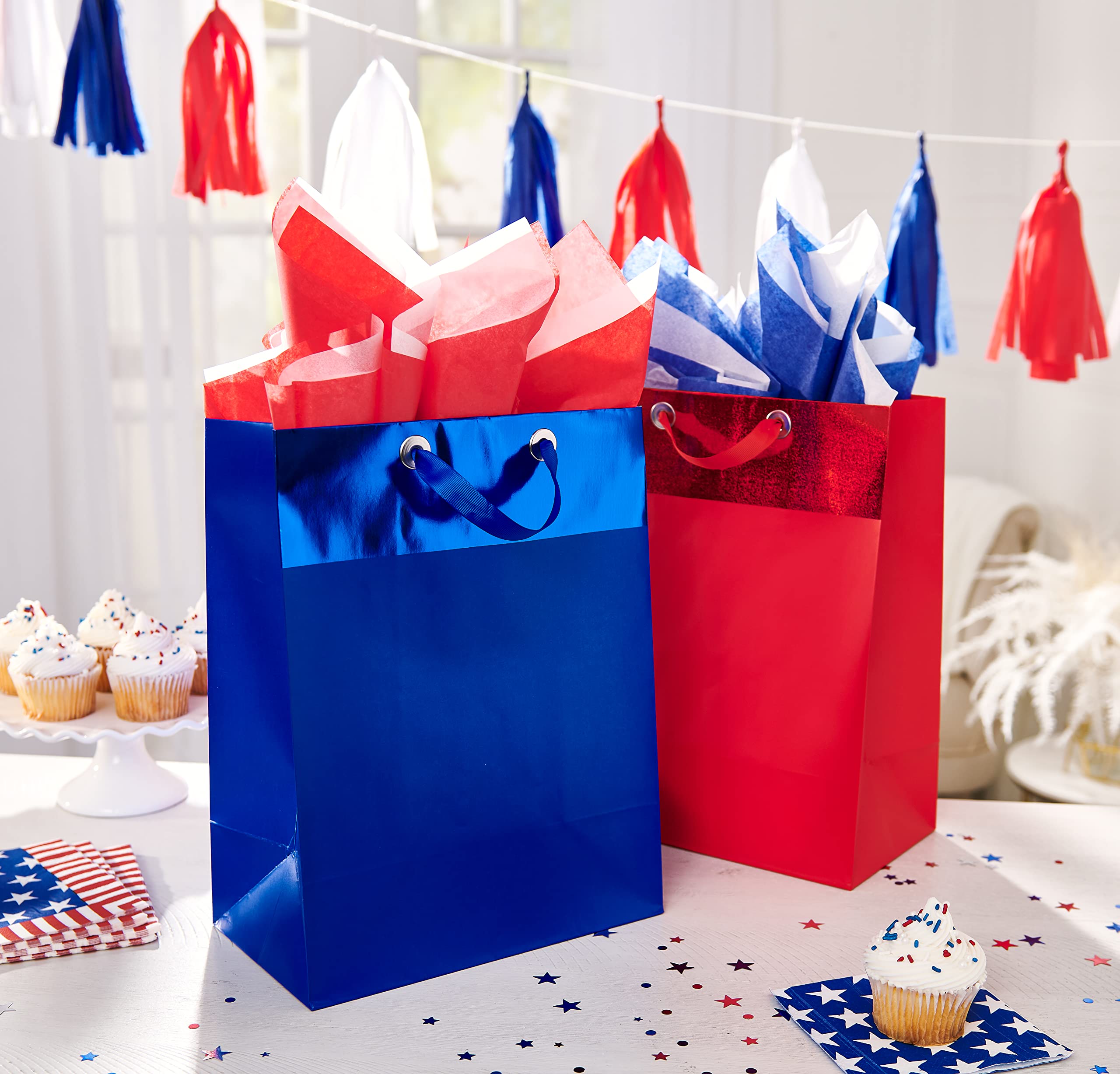 American Greetings 125 Sheets 20 in. x 20 in. Bulk Red, White, and Blue Tissue Paper for All Occasions - Image 7