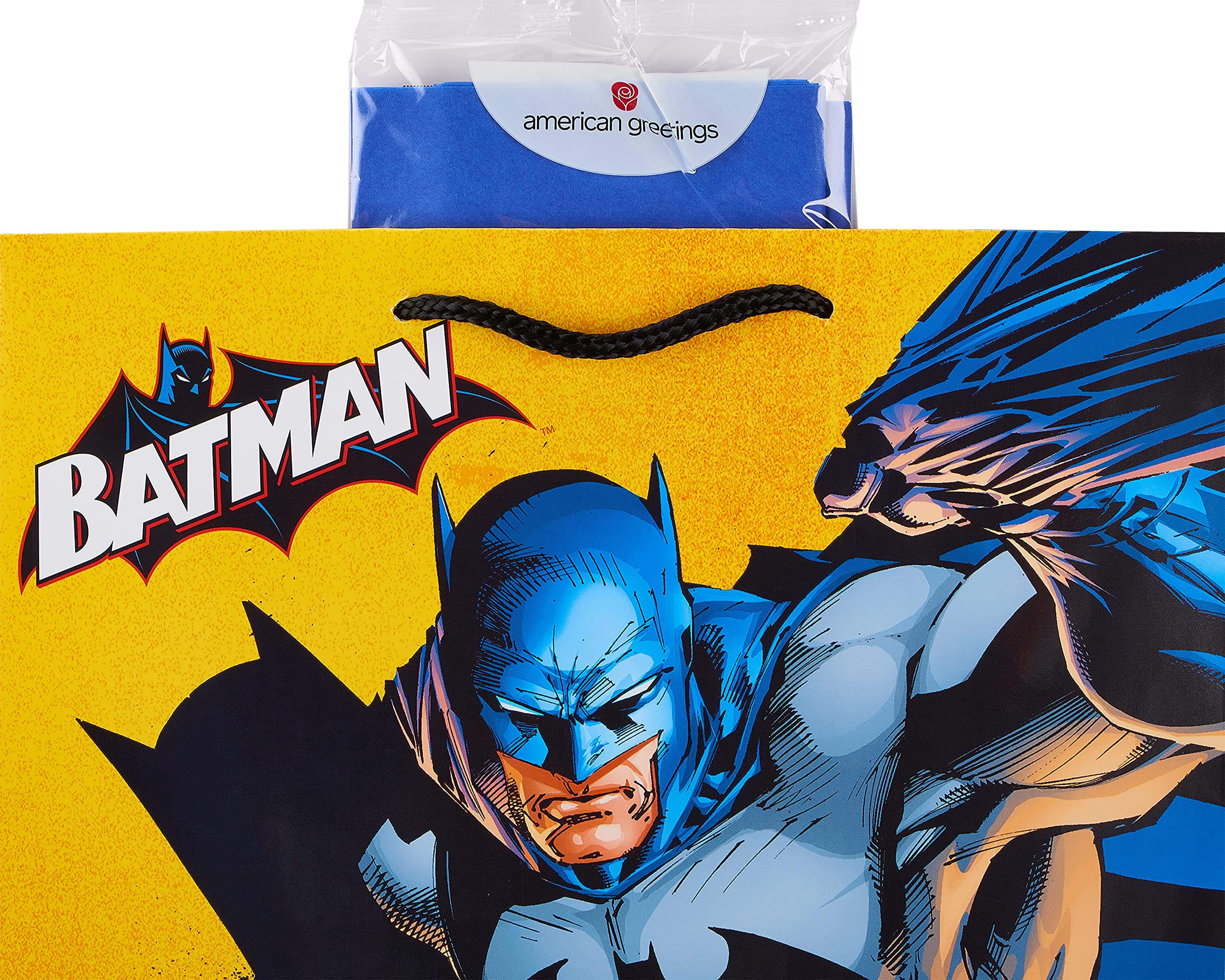American Greetings 13" Large Gift Bag with Tissue Paper, Batman (1 Bag, 6-Sheets) - Image 3