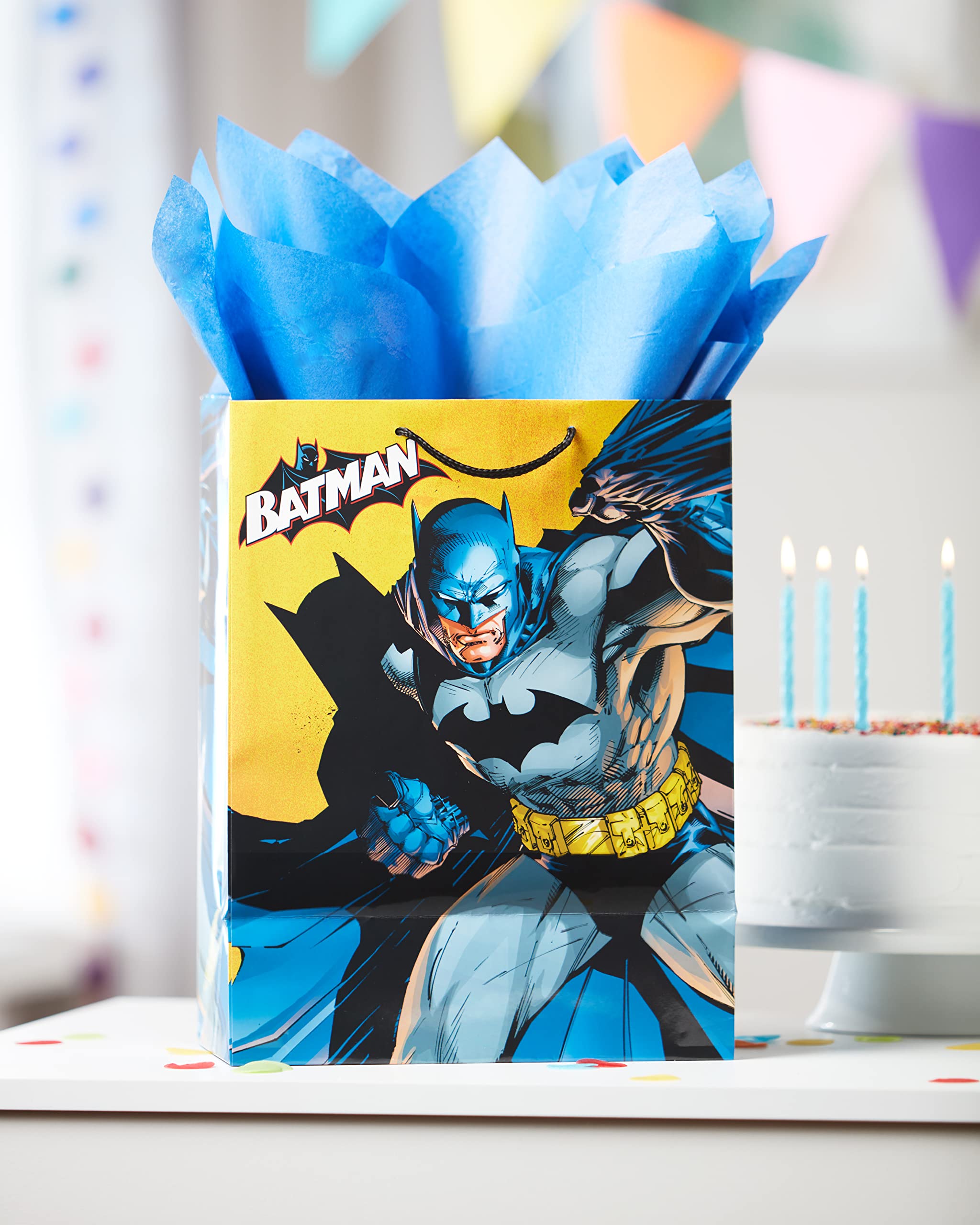 American Greetings 13" Large Gift Bag with Tissue Paper, Batman (1 Bag, 6-Sheets) - Image 5