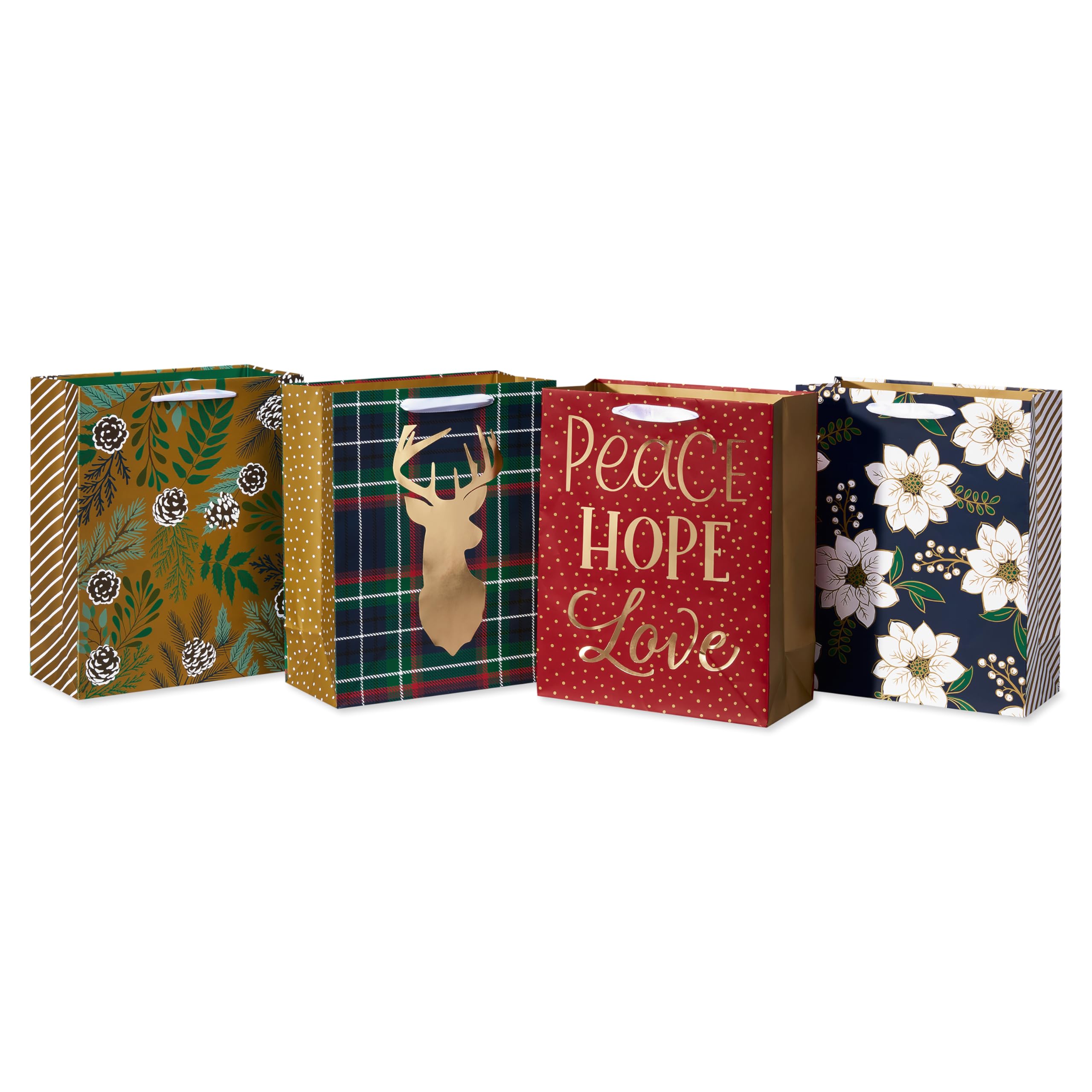 American Greetings 13' Large Gift Bags, Greenery and Lettering (4 Bags)