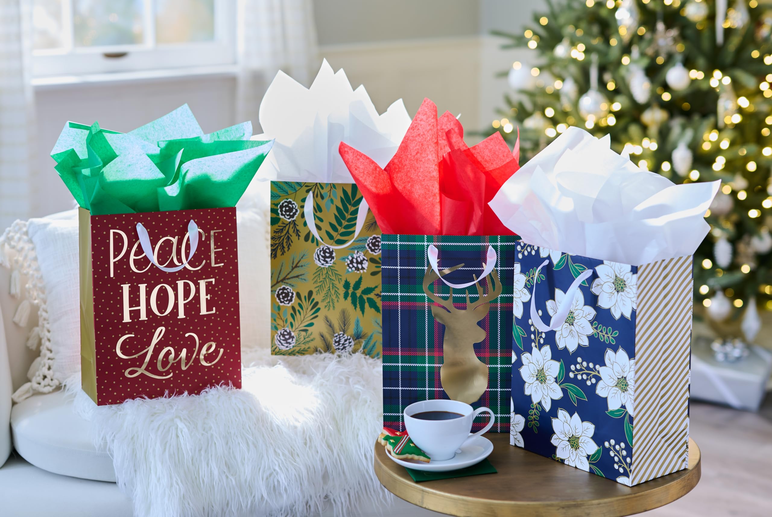 American Greetings 13' Large Gift Bags, Greenery and Lettering (4 Bags) - Image 8