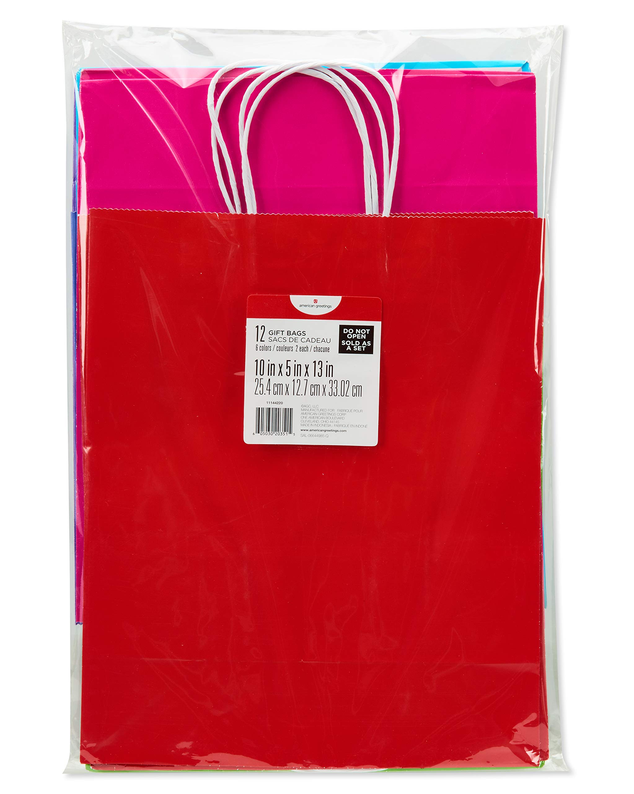 American Greetings 13" Large Valentines Day Gift Bags, Rainbow Solids (12-Count) - Image 4