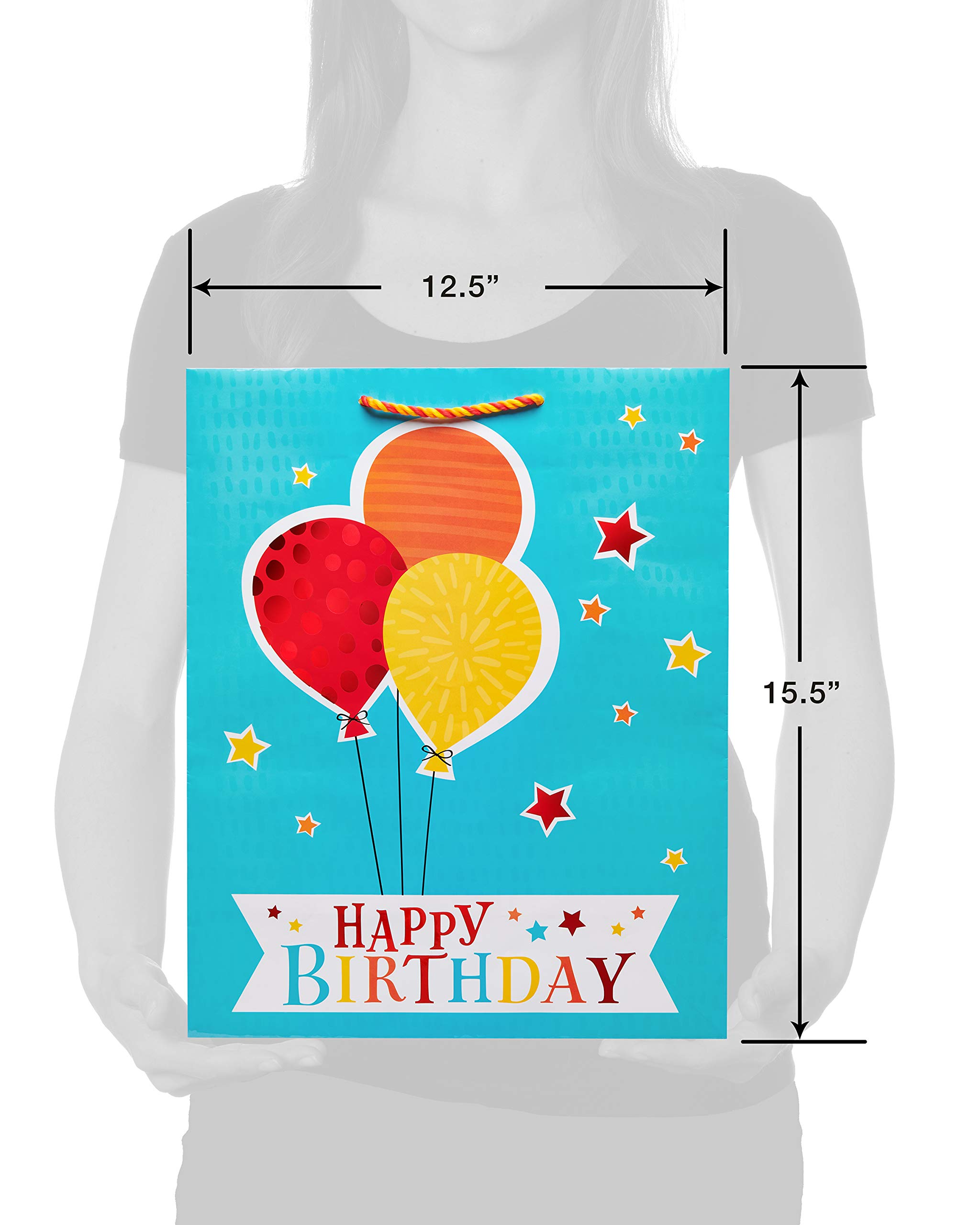 American Greetings 15.5" Extra Large Birthday Gift Bag with Tissue Paper, Balloons (1 Bag, 6-Sheets) - Image 3