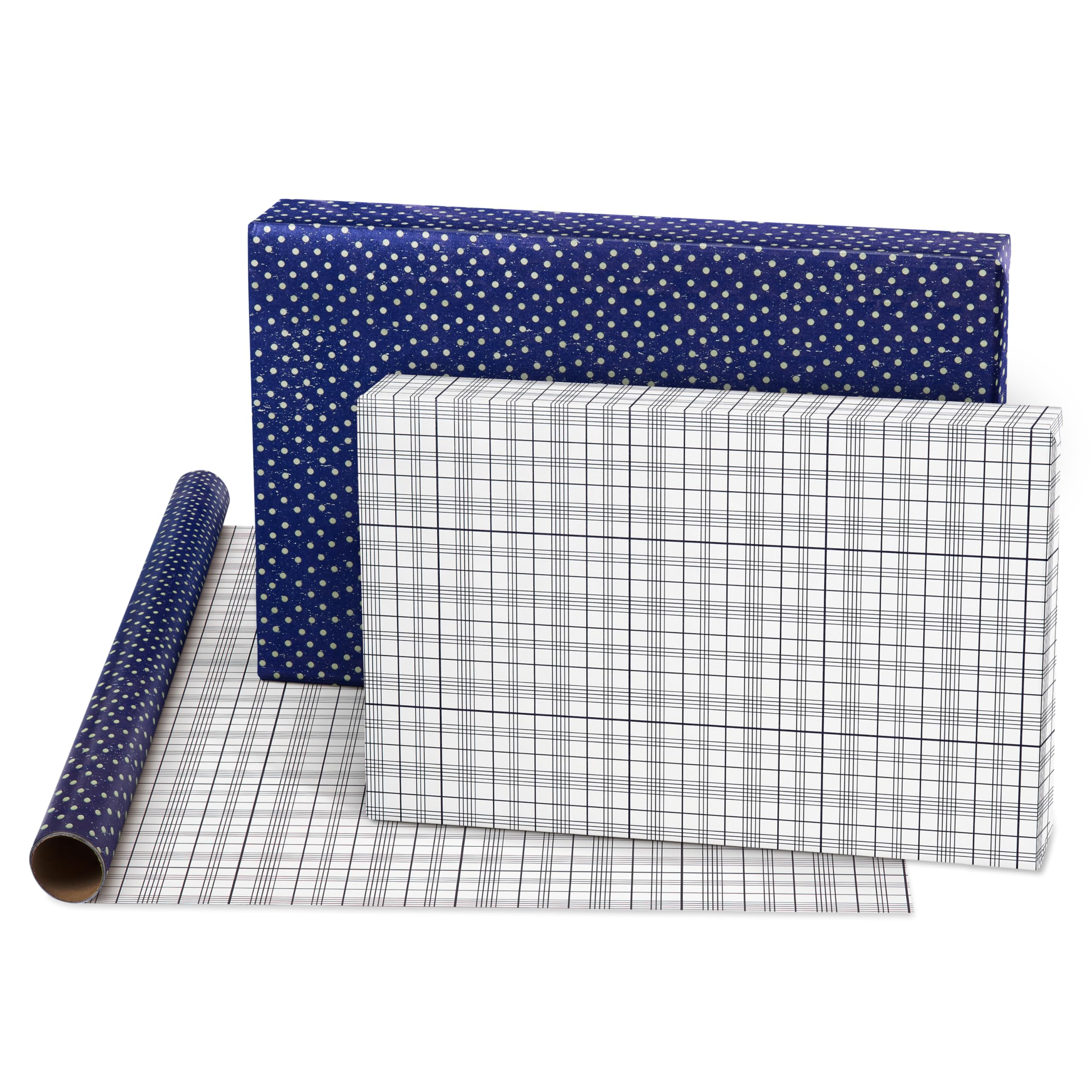 American Greetings 160 sq. ft. Reversible Wrapping Paper Bundle for Birthdays, Baby Showers and All Occasions, Balloons, Blue Polka Dots and Plaid (4 Rolls, 30 in. x 16 ft.) - Image 4