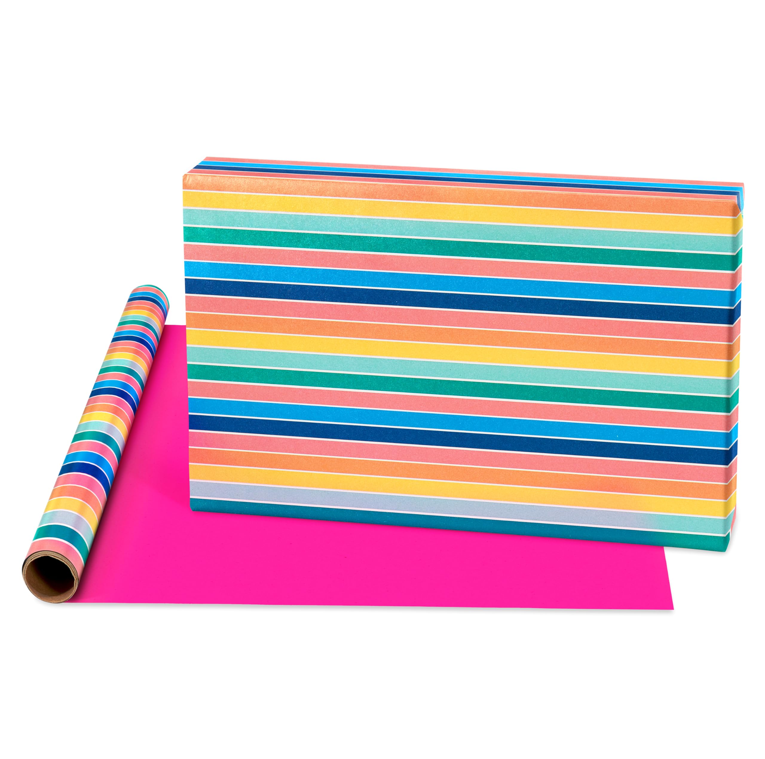 American Greetings 160 sq. ft. Reversible Wrapping Paper Set for Birthdays and All Occasions, Rainbow, Polka Dots, Stripes and Ombre (4 Rolls, 30 in. x 16 ft. each) - Image 3