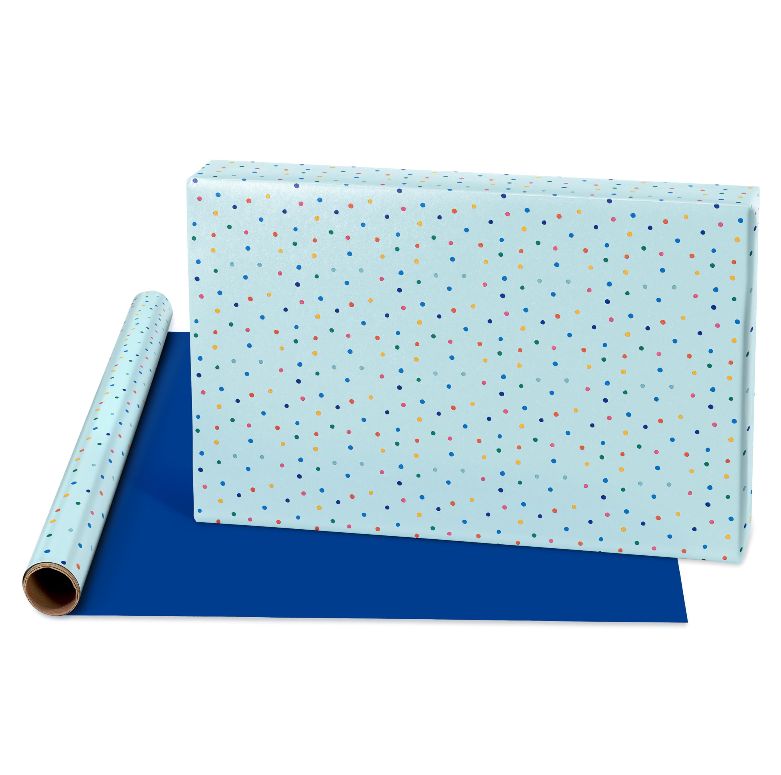 American Greetings 160 sq. ft. Reversible Wrapping Paper Set for Birthdays and All Occasions, Rainbow, Polka Dots, Stripes and Ombre (4 Rolls, 30 in. x 16 ft. each) - Image 4