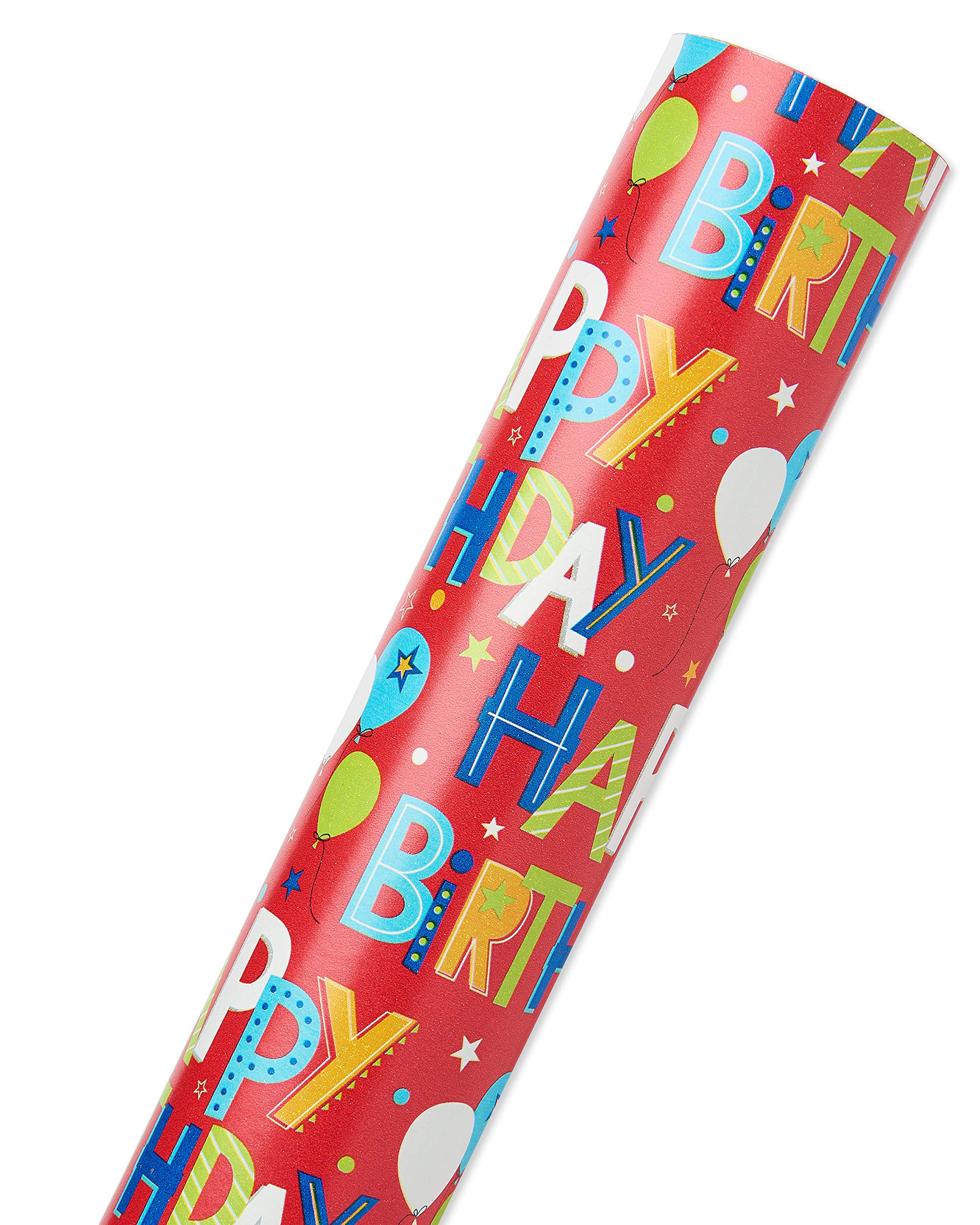 American Greetings 175 sq. ft. Reversible Wrapping Paper, for Birthdays, Happy Birthday Lettering and Stars (1 Jumbo Roll, 30 in. x 70 ft.) - Image 3