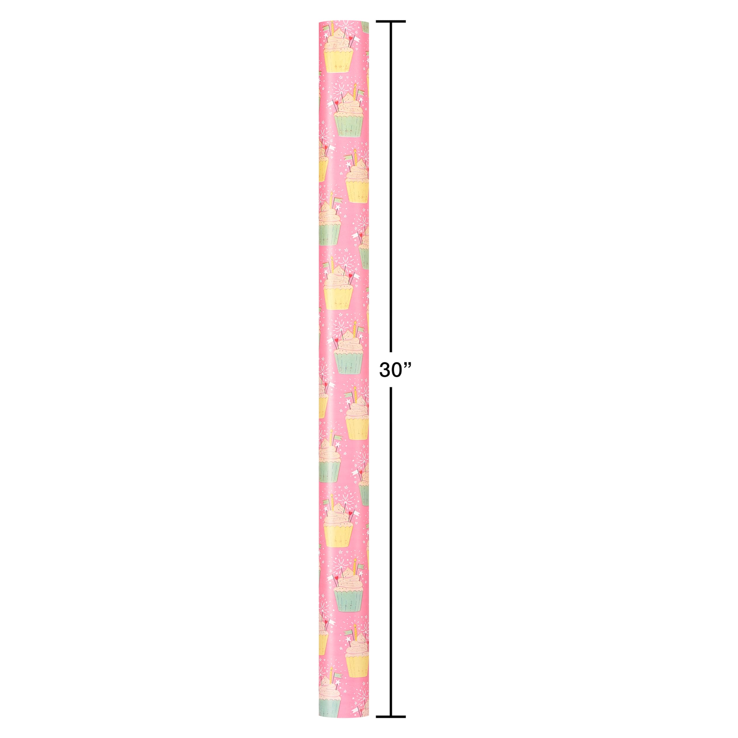 American Greetings 175 sq. ft. Reversible Wrapping Paper for Birthdays and All Occasions, Birthday Cupcakes (1 Roll, 30 in x 70 ft.) - Image 5