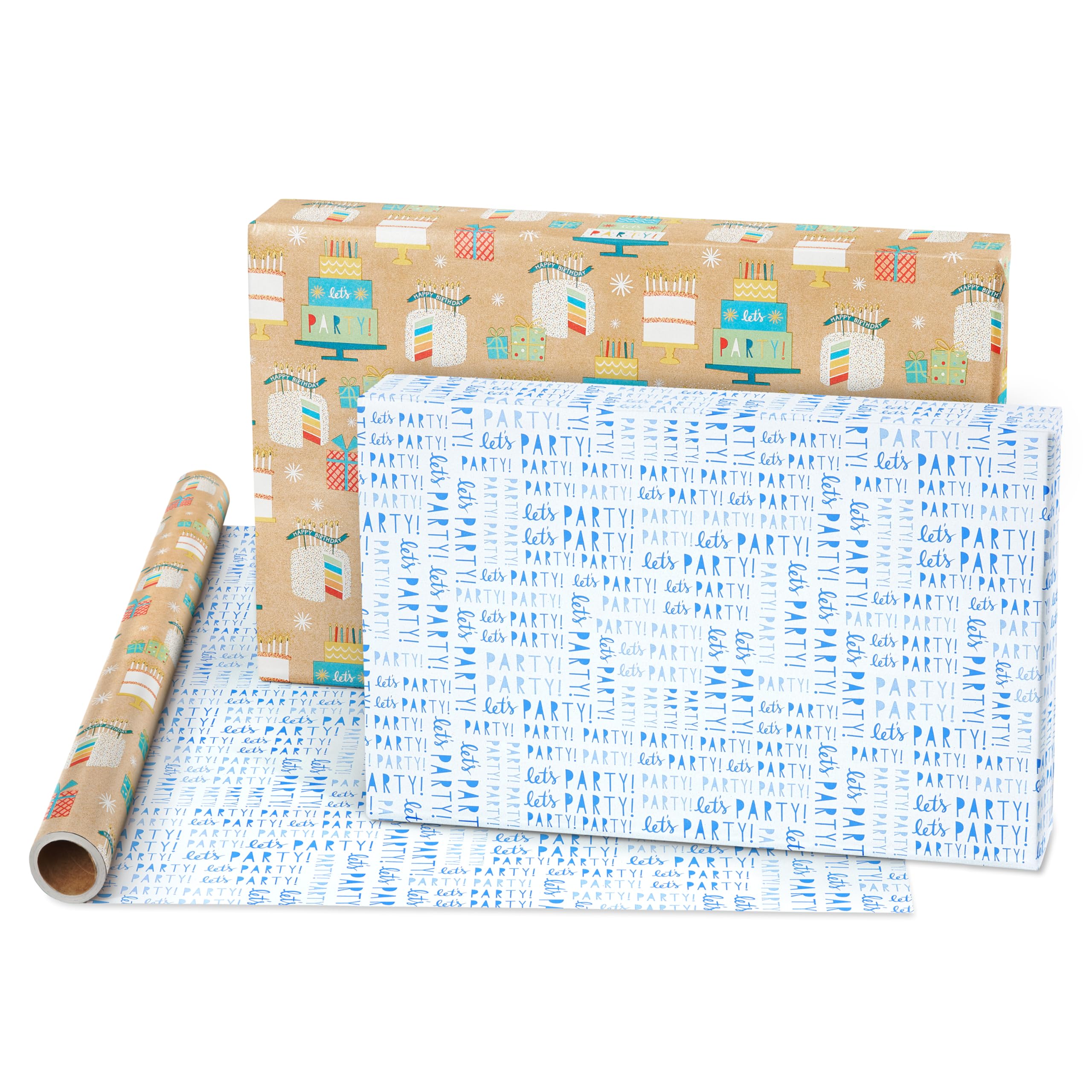 American Greetings 175 sq. ft. Reversible Wrapping Paper for Birthdays and All Occasions, Birthday Cakes and Gifts (1 Roll, 30 in x 70 ft.) - Image 3