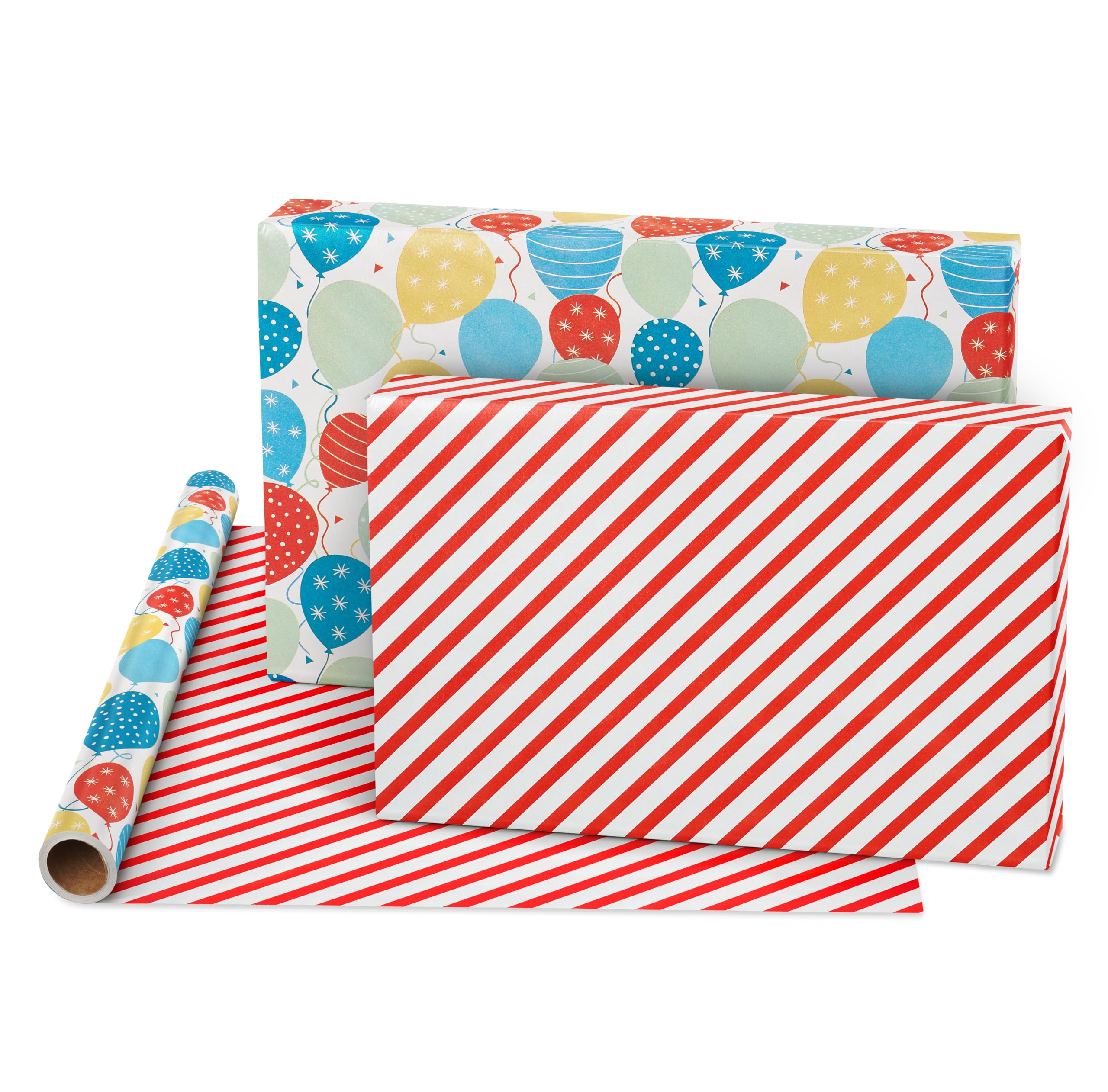 American Greetings 175 sq. ft. Reversible Wrapping Paper for Birthdays and All Occasions, Birthday Balloons (1 Roll, 30 in x 70 ft.) - Image 3