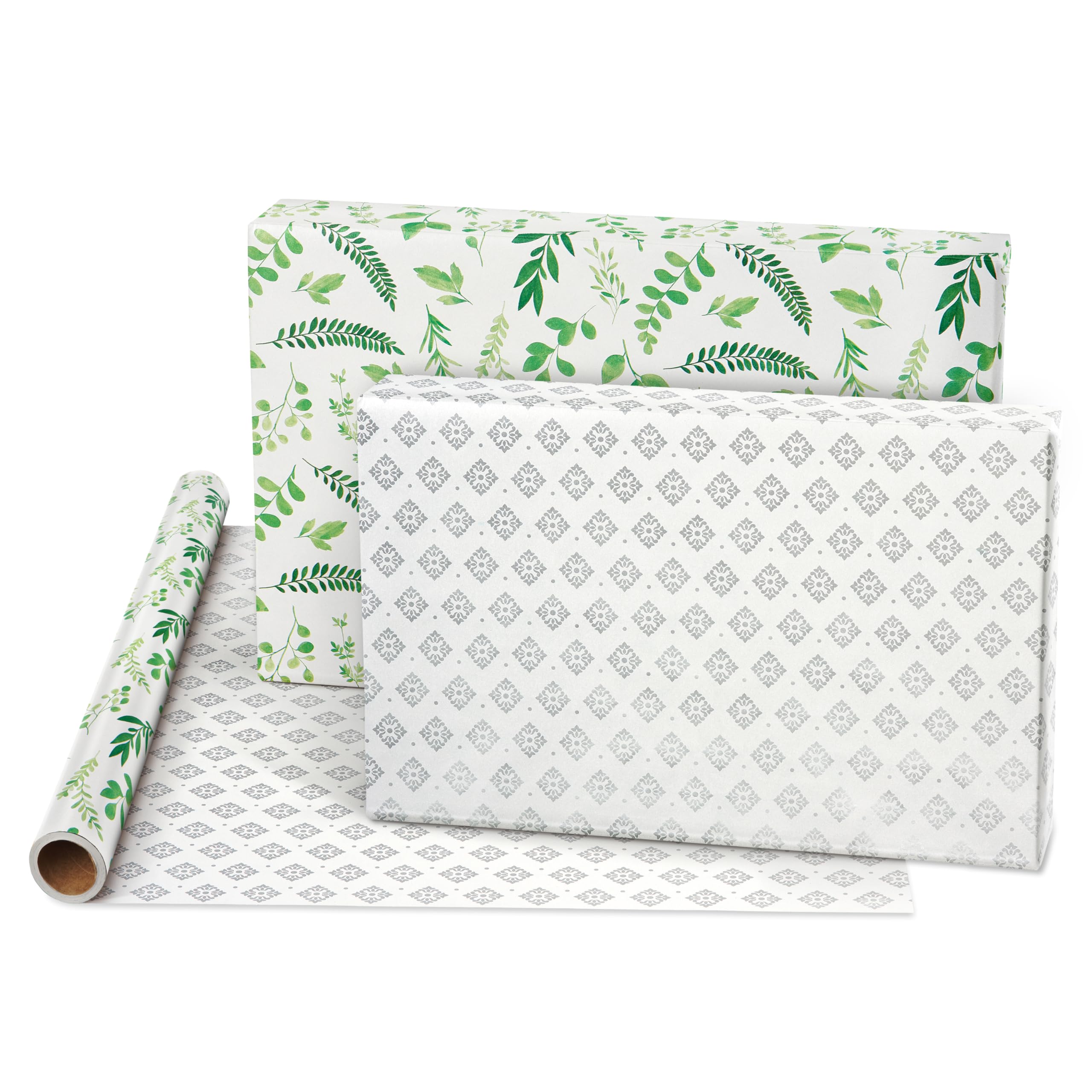 American Greetings 175 sq. ft. Reversible Wrapping Paper for Weddings, Bridal Showers, Anniversaries, Birthdays and All Occasions, Greenery and Damask (1 Roll, 30 in x 70 ft.) - Image 3