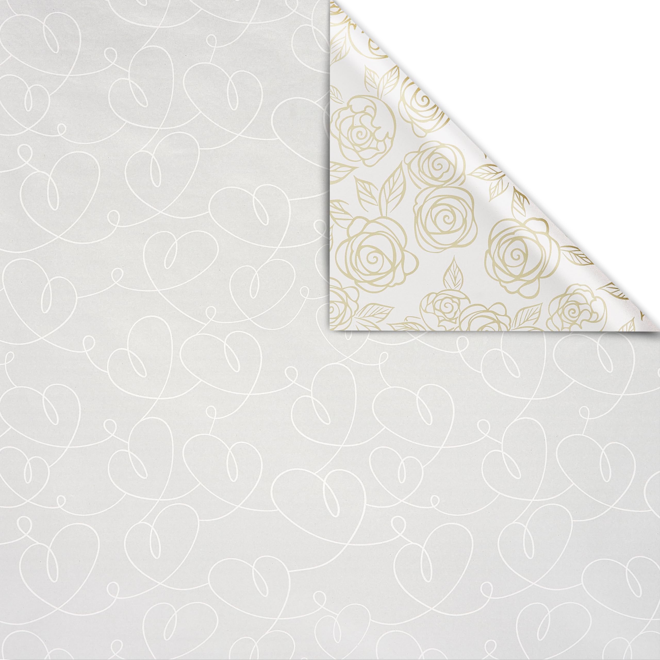 American Greetings 175 sq. ft. Reversible Wrapping Paper for Weddings, Anniversaries, Bridal Showers and All Occasions, Hand-Drawn Hearts (1 Roll, 30 in x 70 ft.) - Image 2
