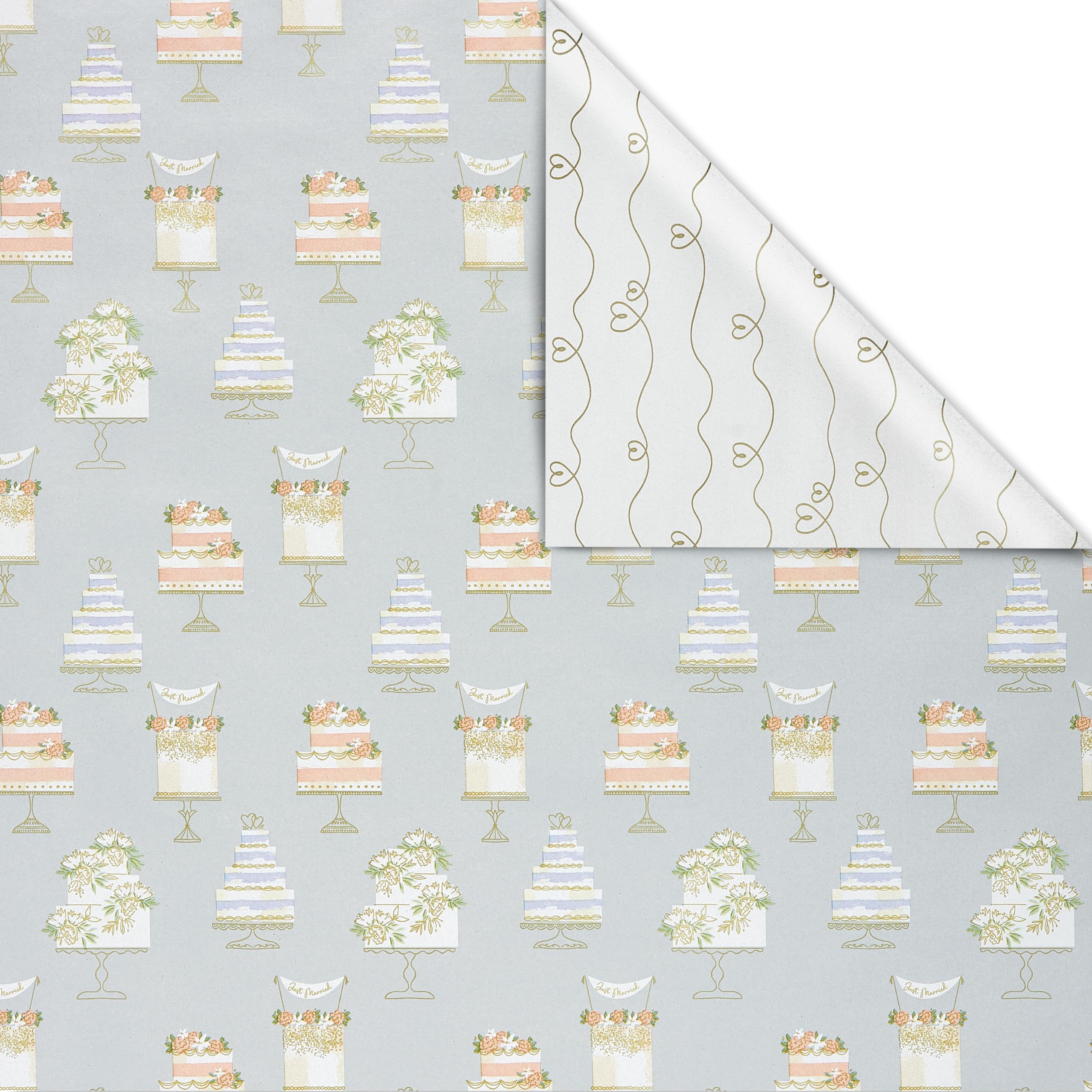 American Greetings 175 sq. ft. Reversible Wrapping Paper for Weddings, Bridal Showers, Engagement, Anniversaries and All Occasions, Wedding Cakes (1 Roll, 30 in x 70 ft.) - Image 2