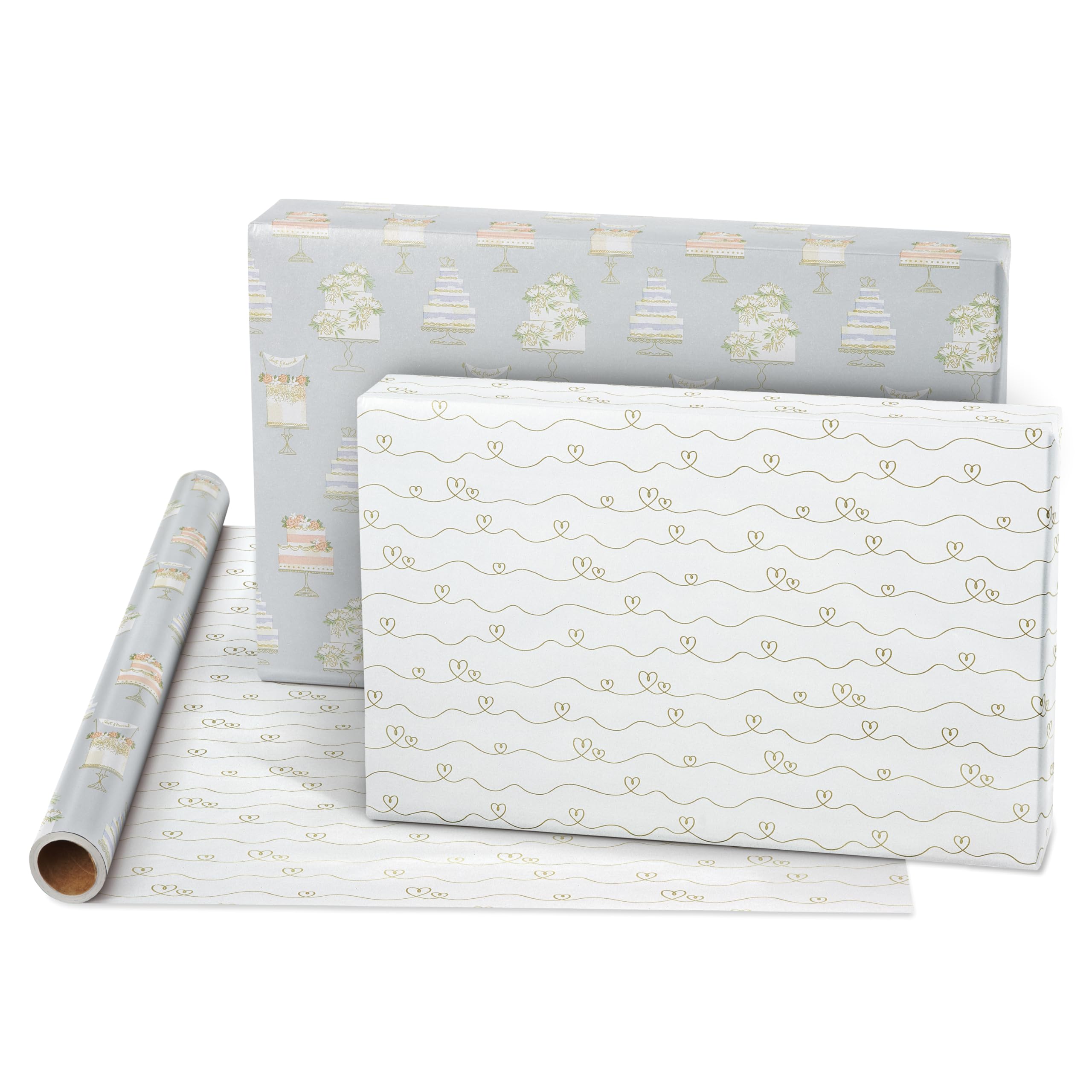 American Greetings 175 sq. ft. Reversible Wrapping Paper for Weddings, Bridal Showers, Engagement, Anniversaries and All Occasions, Wedding Cakes (1 Roll, 30 in x 70 ft.) - Image 3