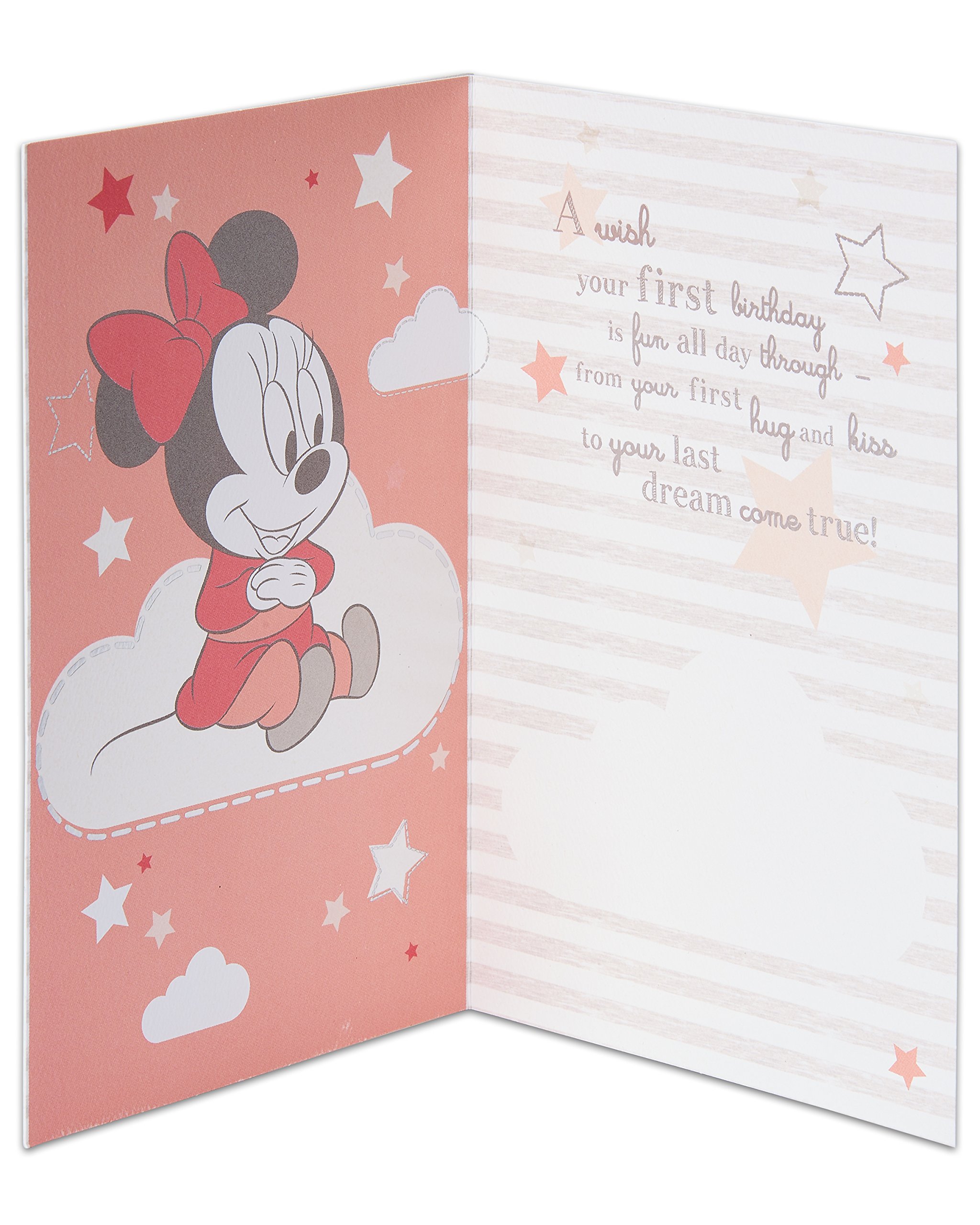 American Greetings 1st Birthday Card for Girl (Minnie Mouse, Dream Big) - Image 2