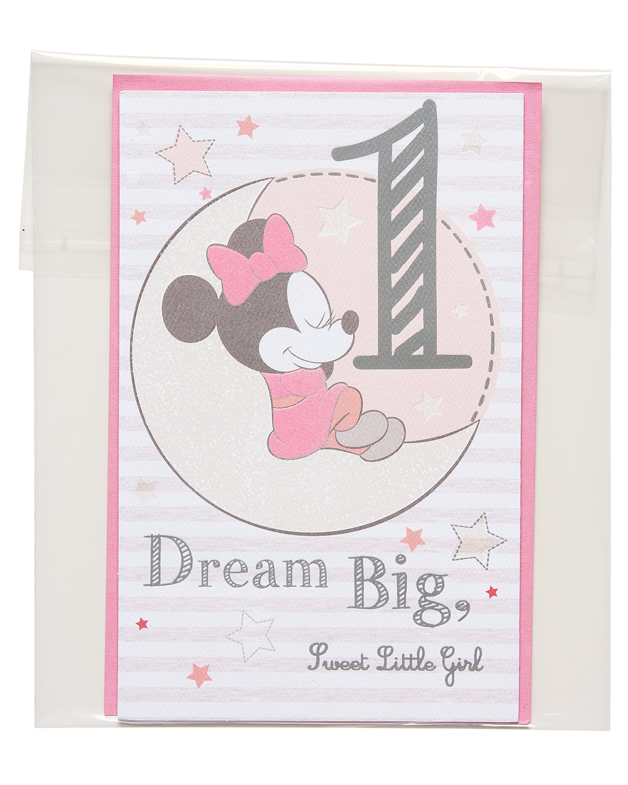 American Greetings 1st Birthday Card for Girl (Minnie Mouse, Dream Big) - Image 3