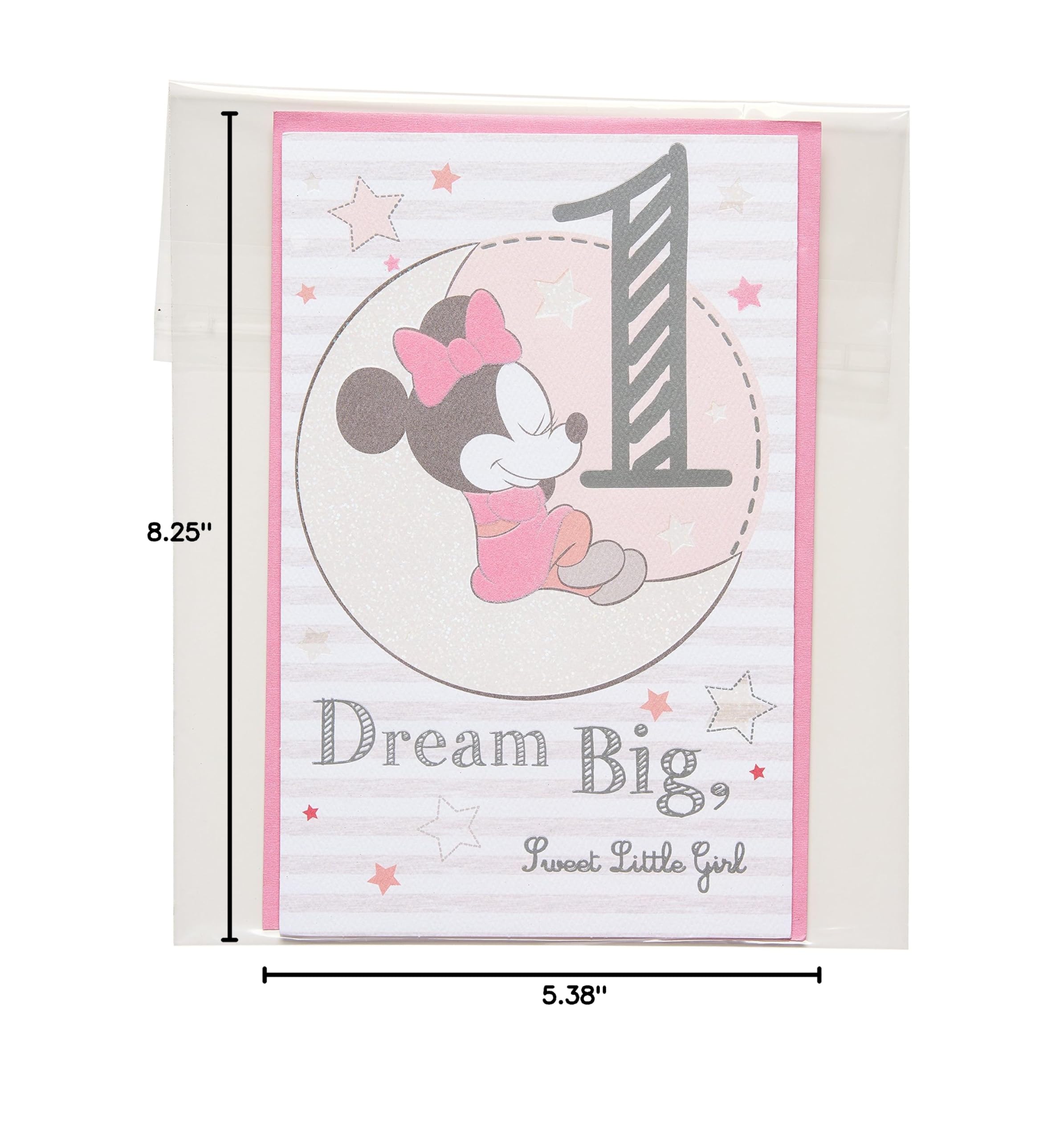 American Greetings 1st Birthday Card for Girl (Minnie Mouse, Dream Big) - Image 6