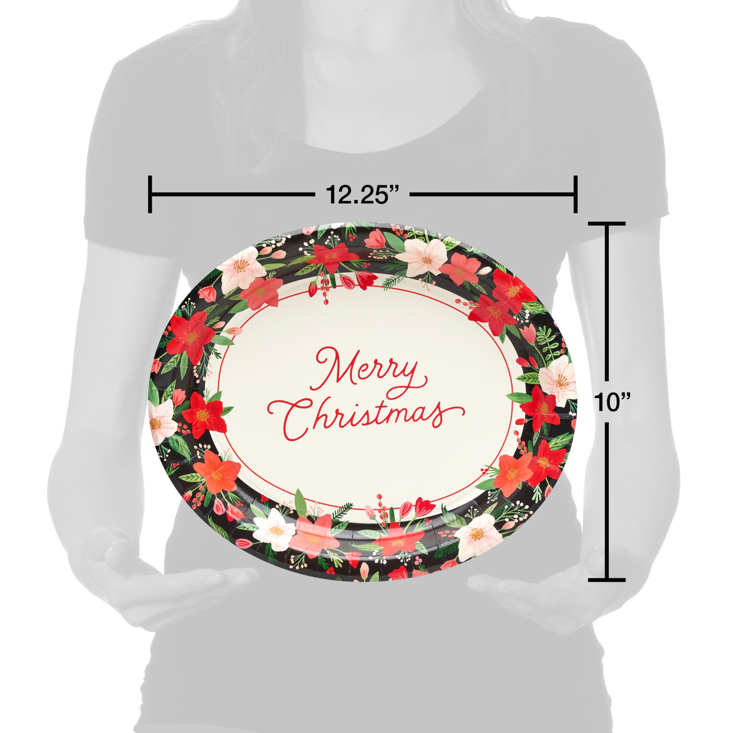 American Greetings 36-Count 12.25 in. Paper Dinner Plates, Winter Floral Christmas Party Supplies - Image 3