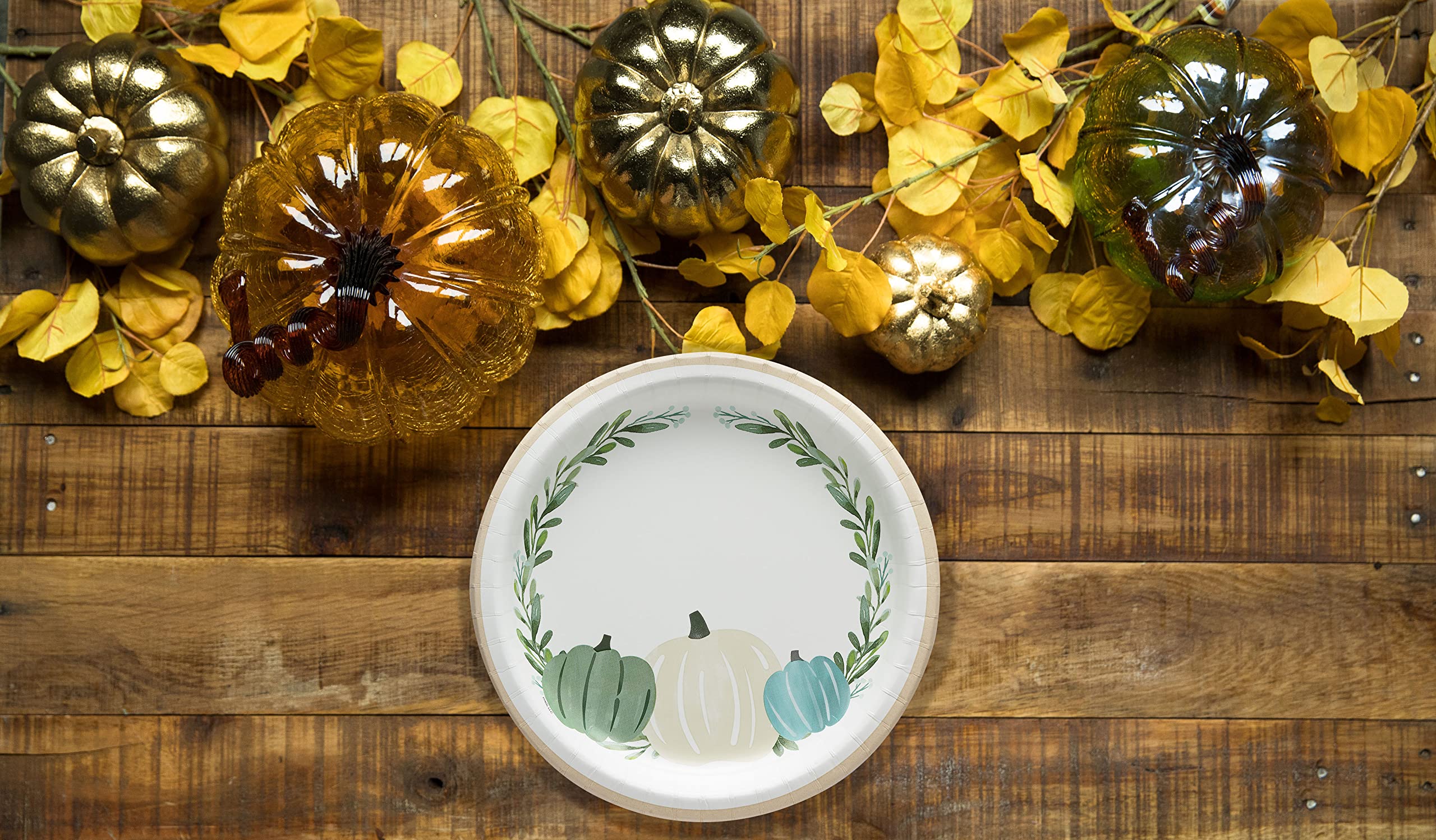 American Greetings 36-Count 9 in. Paper Dinner Plates, Pumpkin Thanksgiving Party Supplies - Image 5