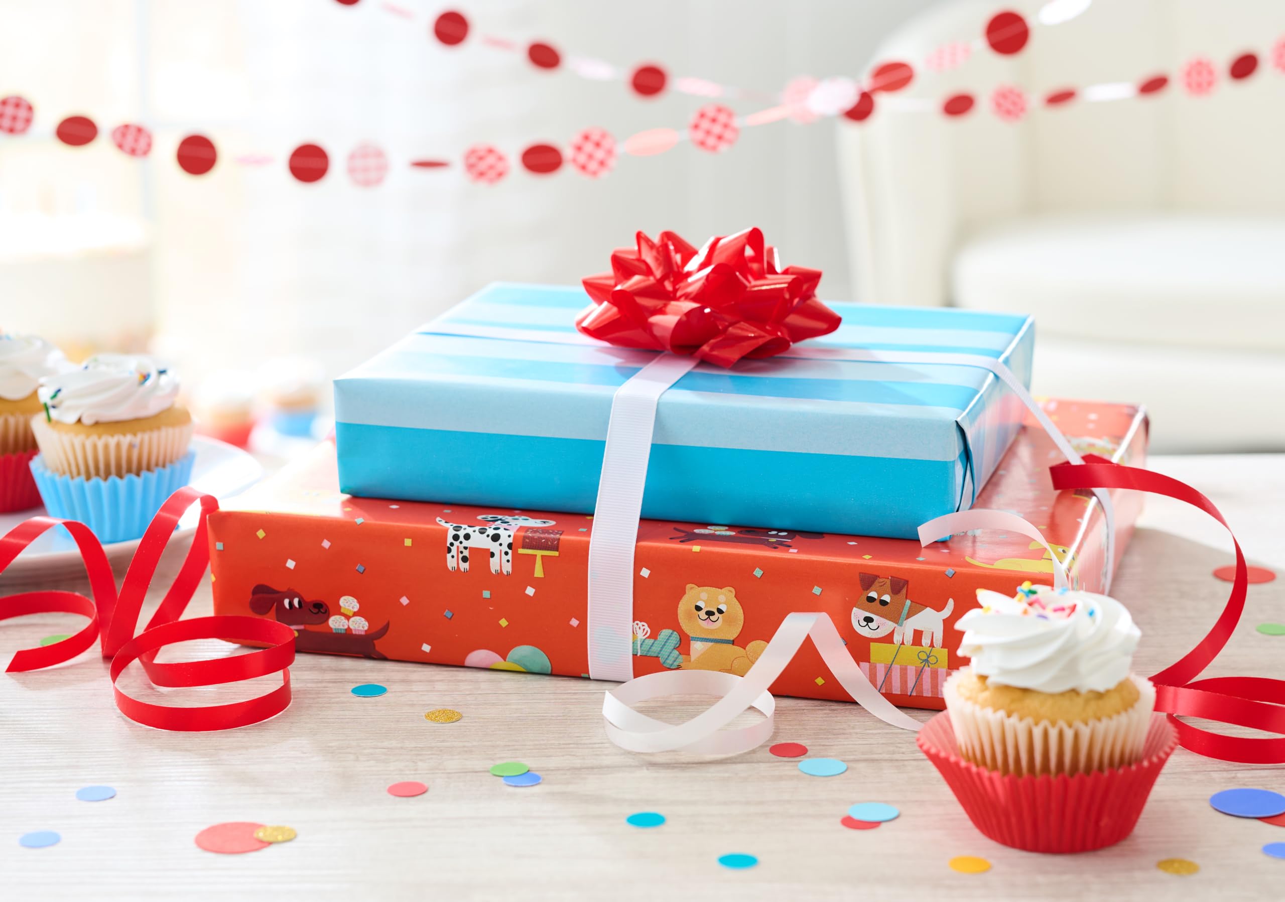 American Greetings 40 sq. ft. Reversible Kids Wrapping Paper for Birthday, Designed by Allison Black (1 Roll, 30 in. x 192 in.) - Image 6