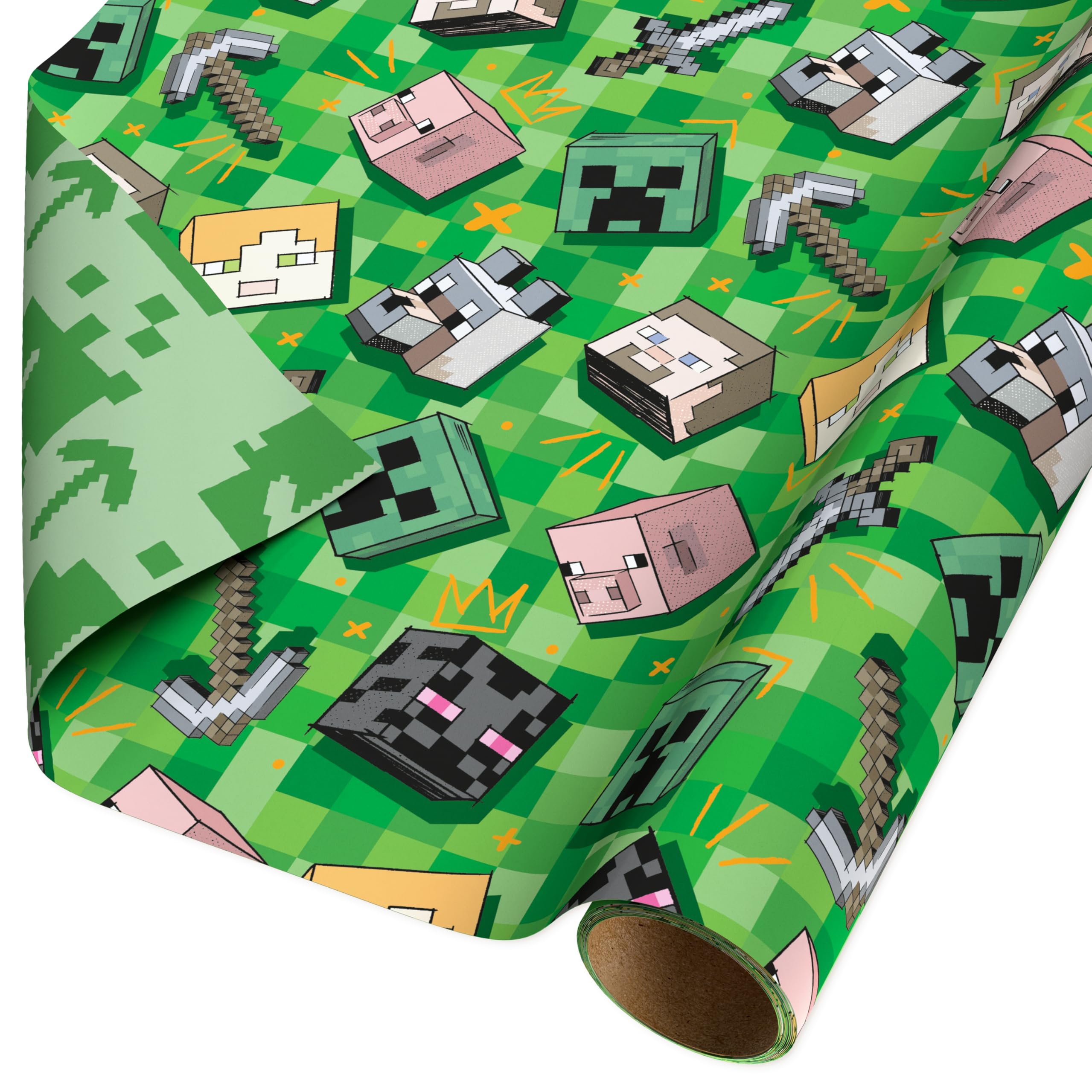 American Greetings 40 sq. ft. Reversible Minecraft Wrapping Paper for All Occasions (1 Roll, 30 in. x 192 in.)