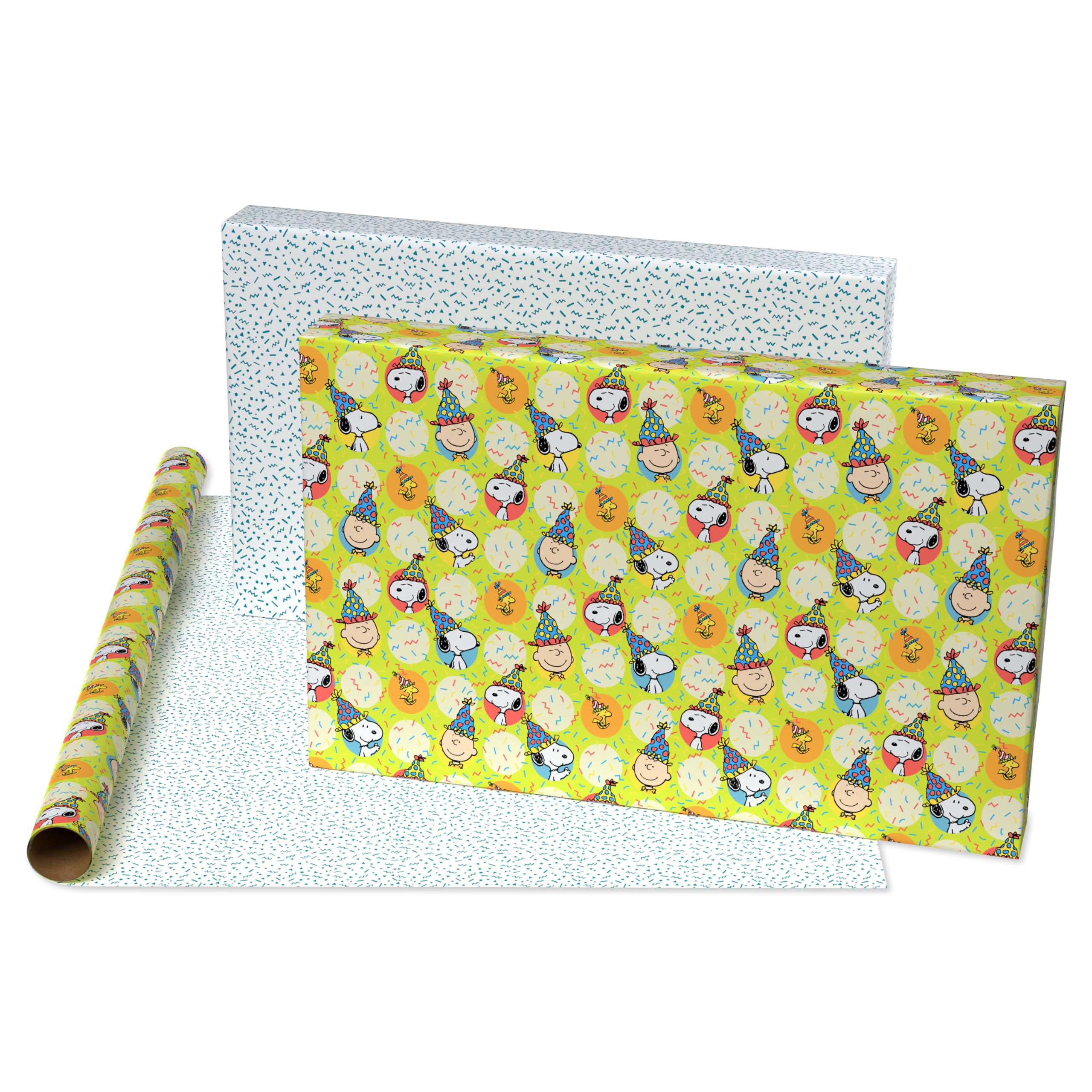American Greetings 40 sq. ft. Reversible Peanuts Wrapping Paper for Birthday (1 Roll, 30 in. x 192 in.) - Image 3