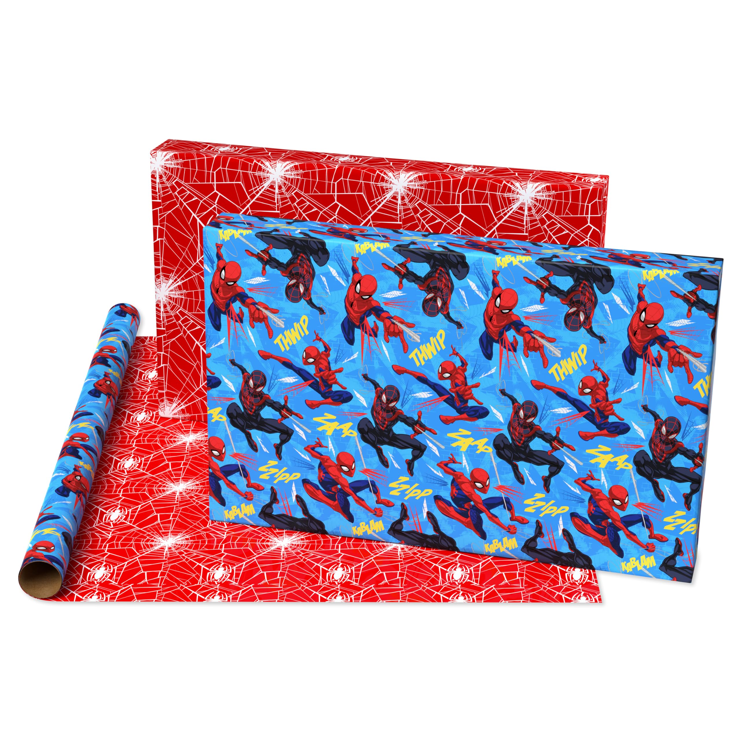 American Greetings 40 sq. ft. Reversible Spiderman Wrapping Paper for All Occasions (1 Roll, 30 in. x 192 in.) - Image 3