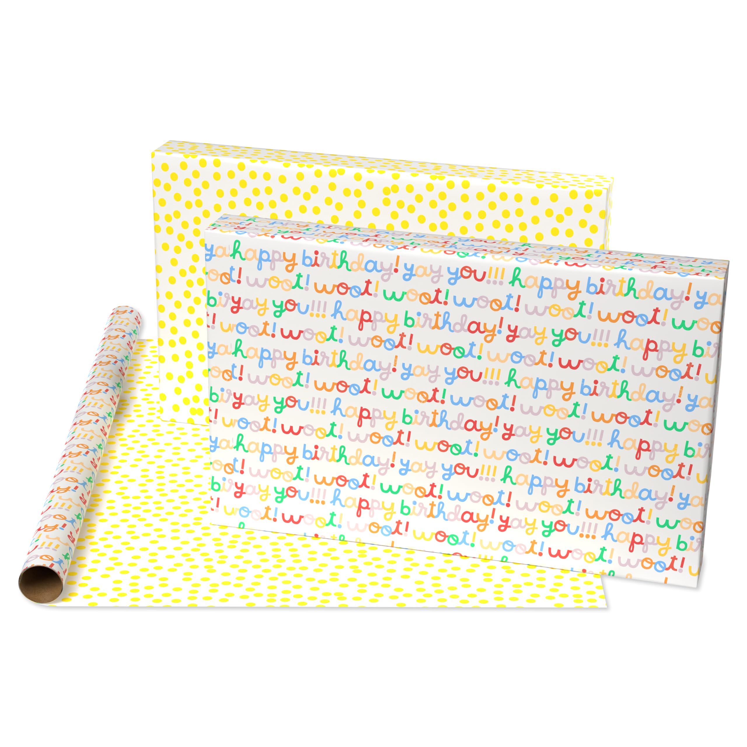 American Greetings 40 sq. ft. Reversible Wrapping Paper for Birthday, Designed by Kate Smith (1 Roll, 30 in. x 192 in.) - Image 3