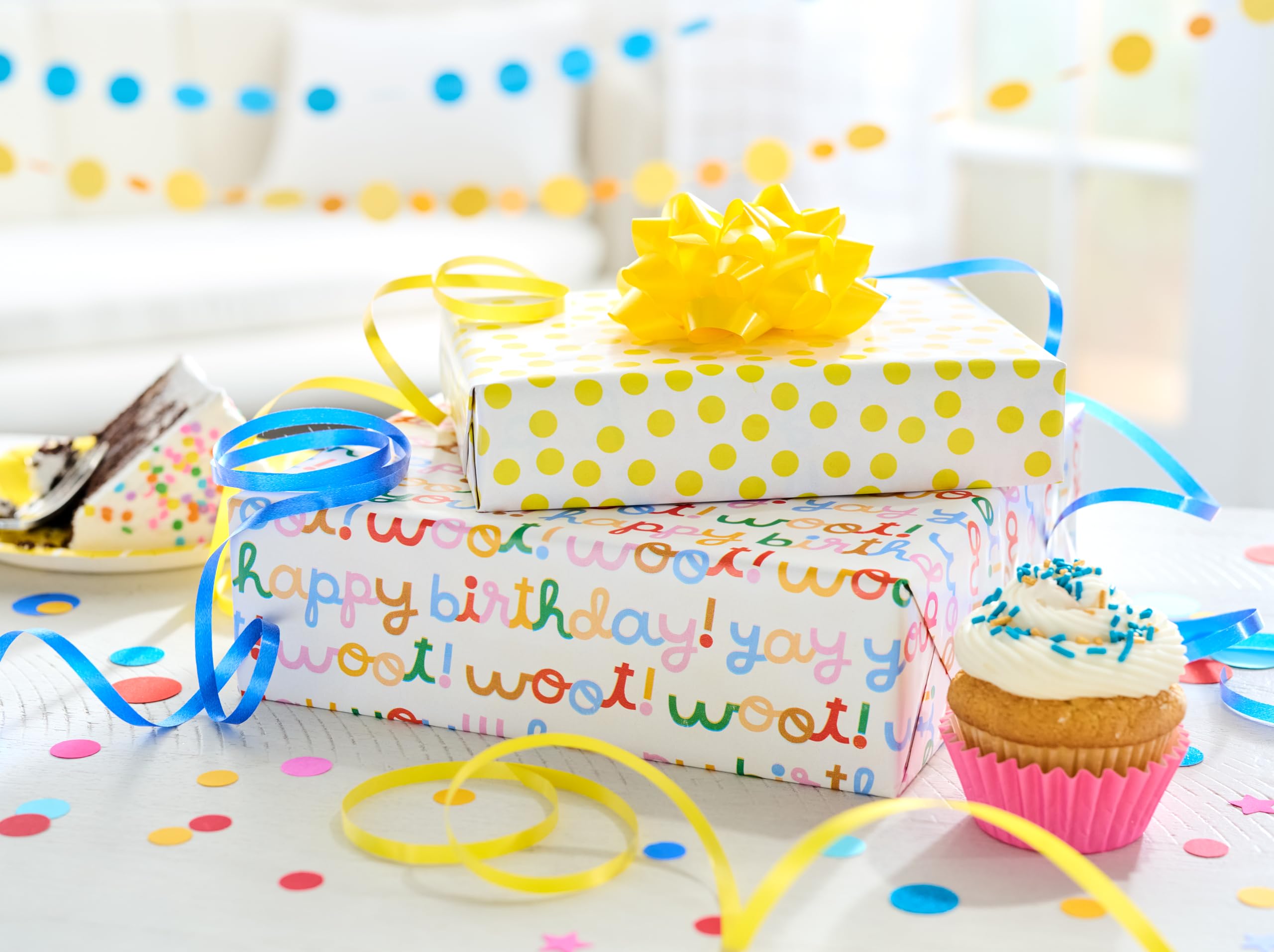 American Greetings 40 sq. ft. Reversible Wrapping Paper for Birthday, Designed by Kate Smith (1 Roll, 30 in. x 192 in.) - Image 6
