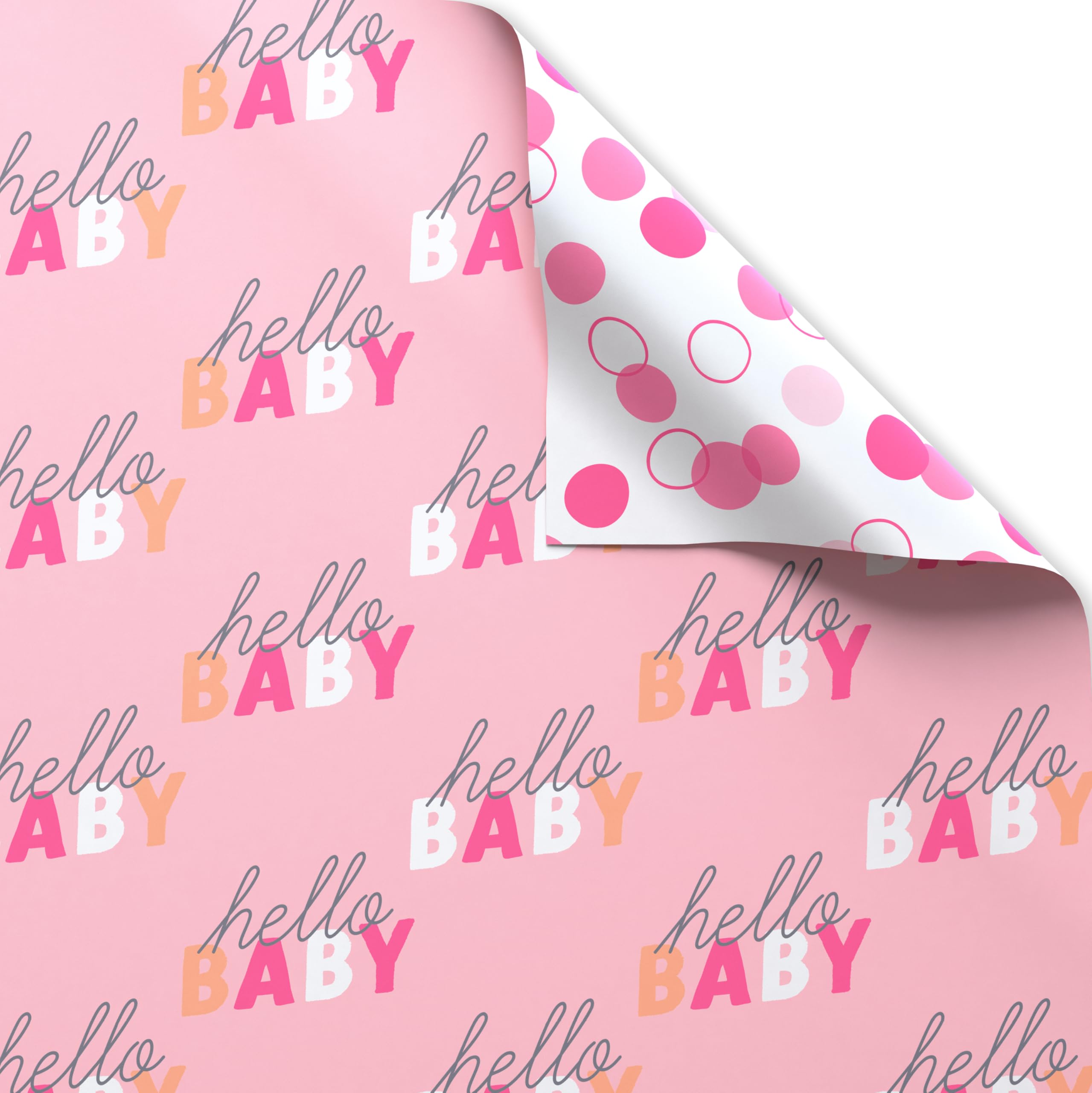 American Greetings 60 sq. ft. Reversible Wrapping Paper for Baby Showers or Baby Girl (1 Roll, 30 in. x 288 in.) - Image 2
