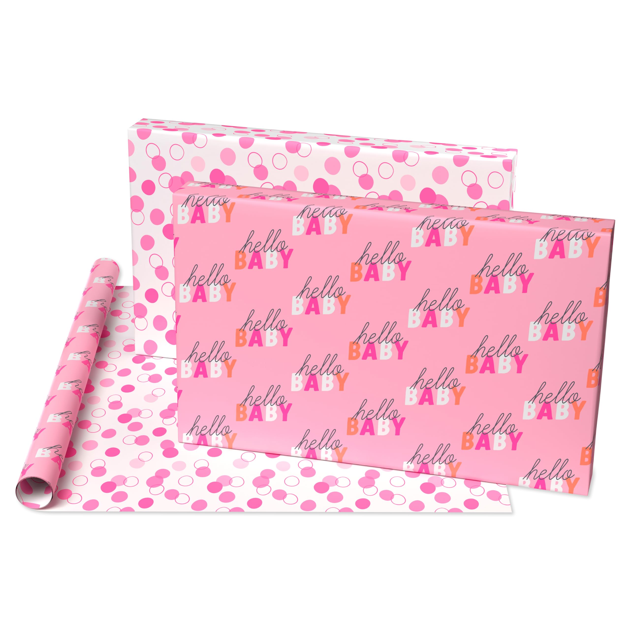 American Greetings 60 sq. ft. Reversible Wrapping Paper for Baby Showers or Baby Girl (1 Roll, 30 in. x 288 in.) - Image 3