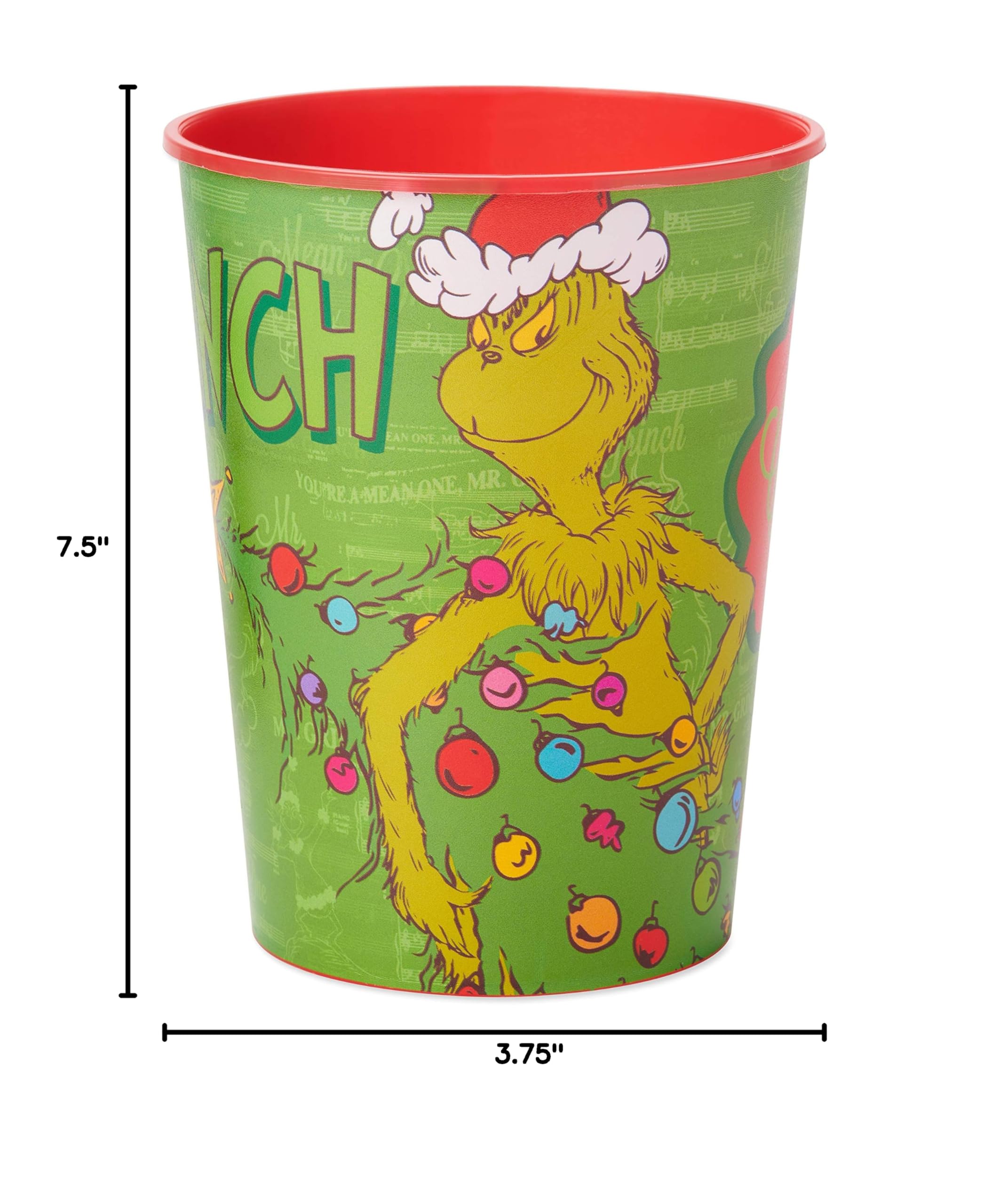 American Greetings 8-Count 16 oz. Reusable Plastic Cups, Grinch Christmas Party Supplies - Image 4