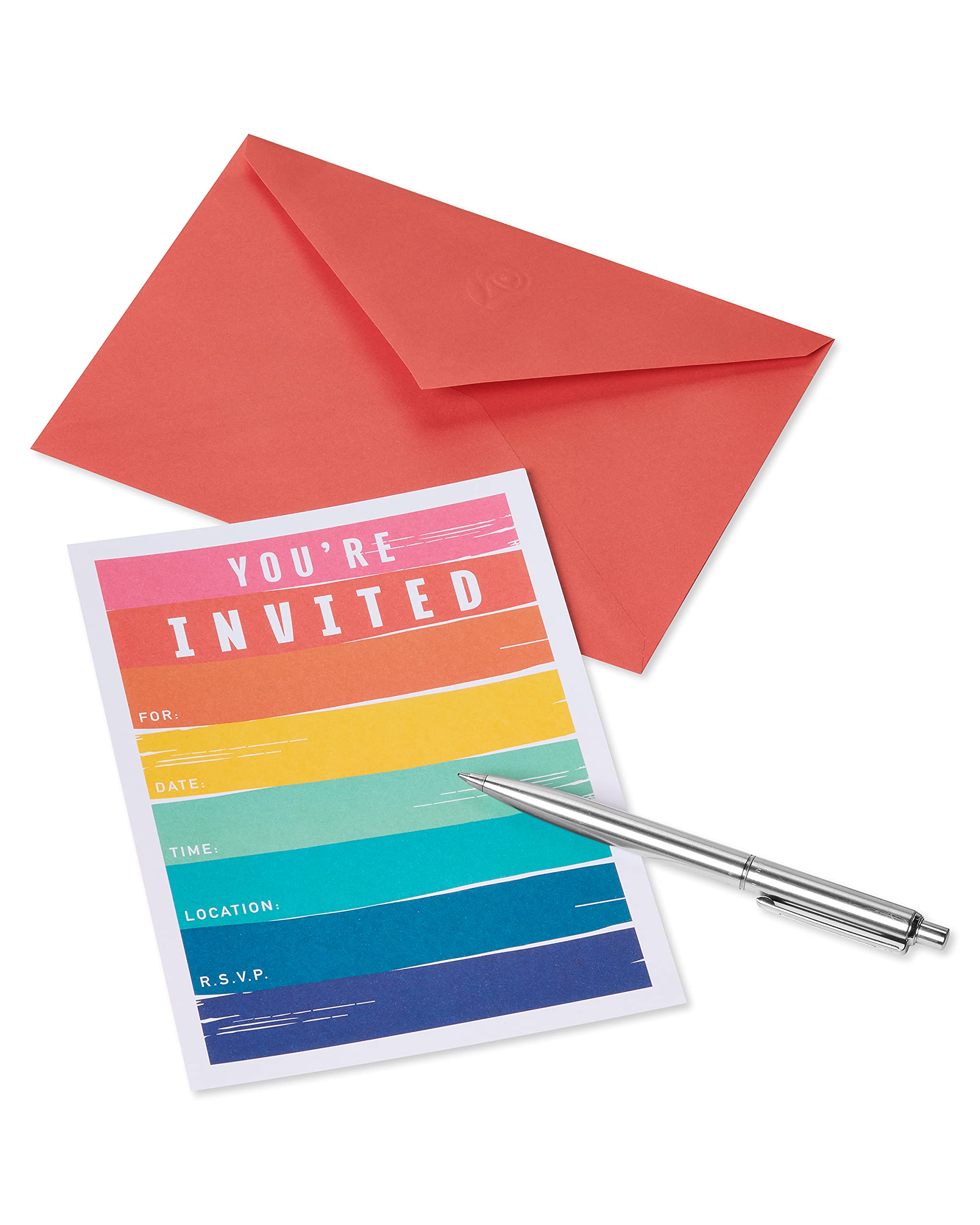 American Greetings All-Occasion Party Invitations with Envelopes, Rainbow Brushstrokes (25-Count) - Image 3