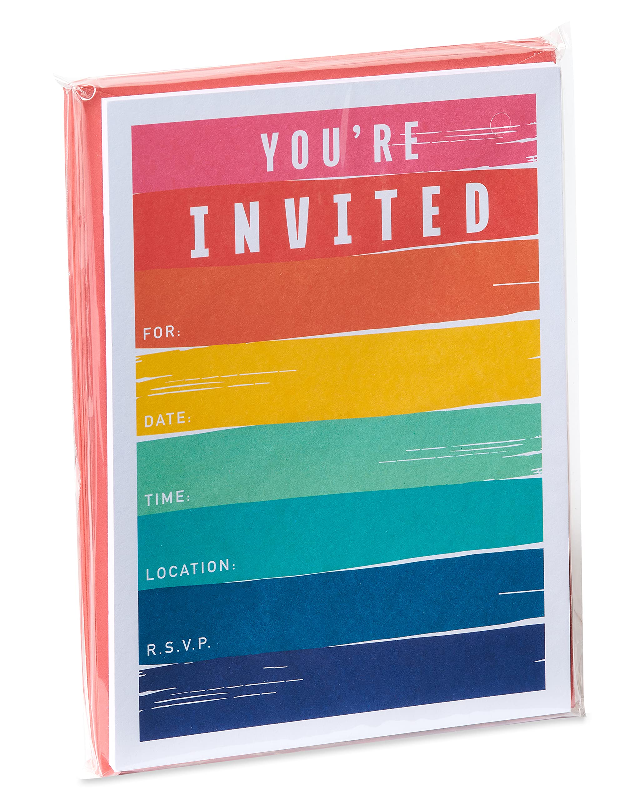 American Greetings All-Occasion Party Invitations with Envelopes, Rainbow Brushstrokes (25-Count) - Image 4
