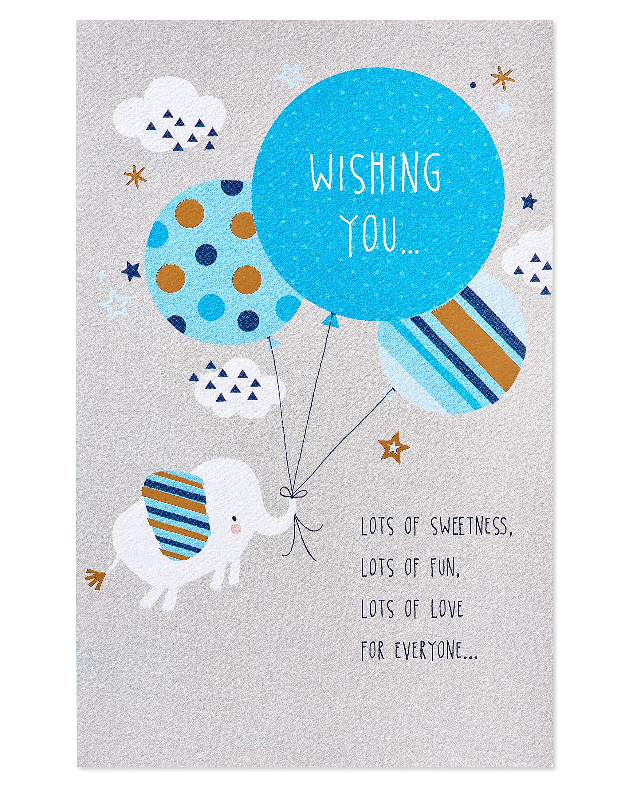 American Greetings Baby Shower Card for Boy (Baby Elephant) - Image 4