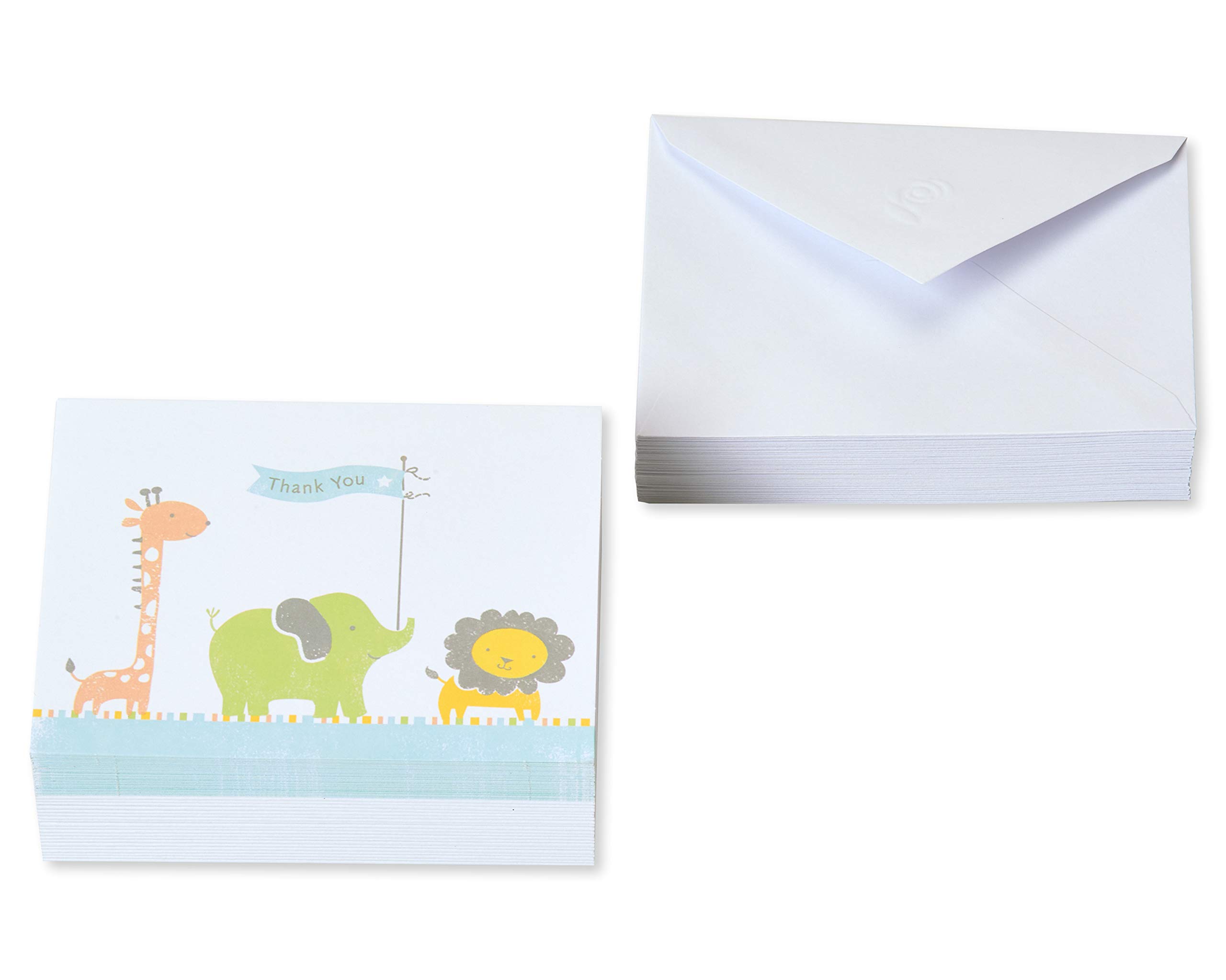 American Greetings Baby Shower Thank You Cards with Envelopes, Giraffe, Elephant and Lion (50-Count) - Image 2