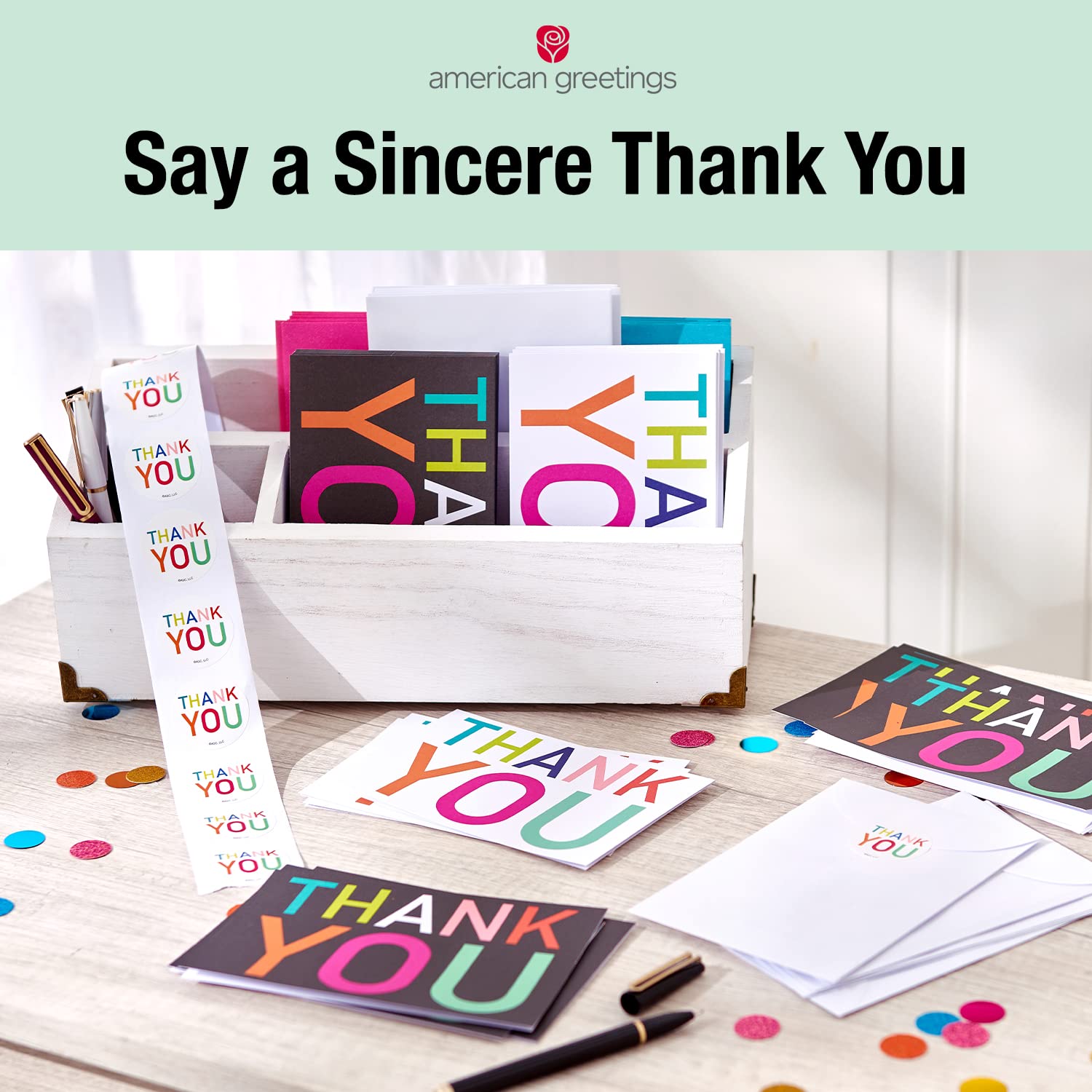 American Greetings Thank You Cards with Envelopes, Bold Multicolored (50-Count) - Image 8