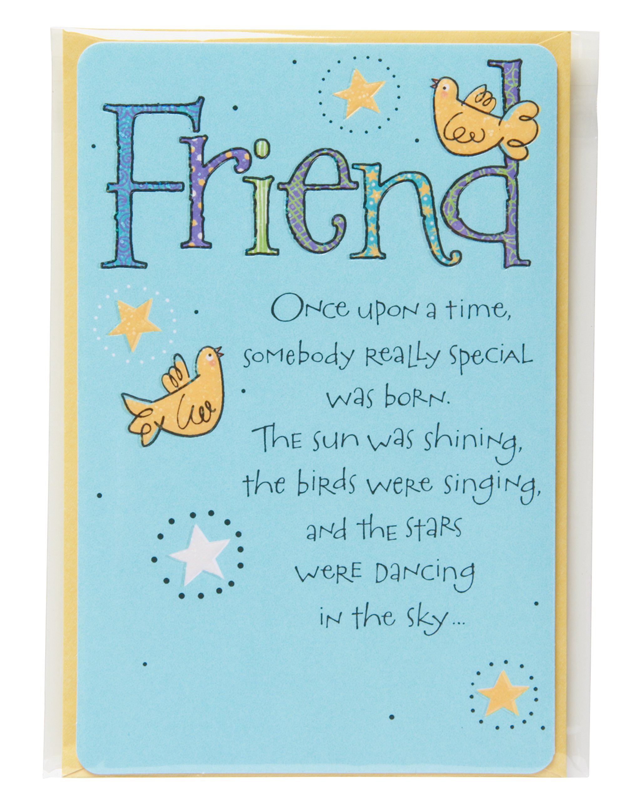 American Greetings Birthday Card for Friend (Birds and Stars) - Image 3