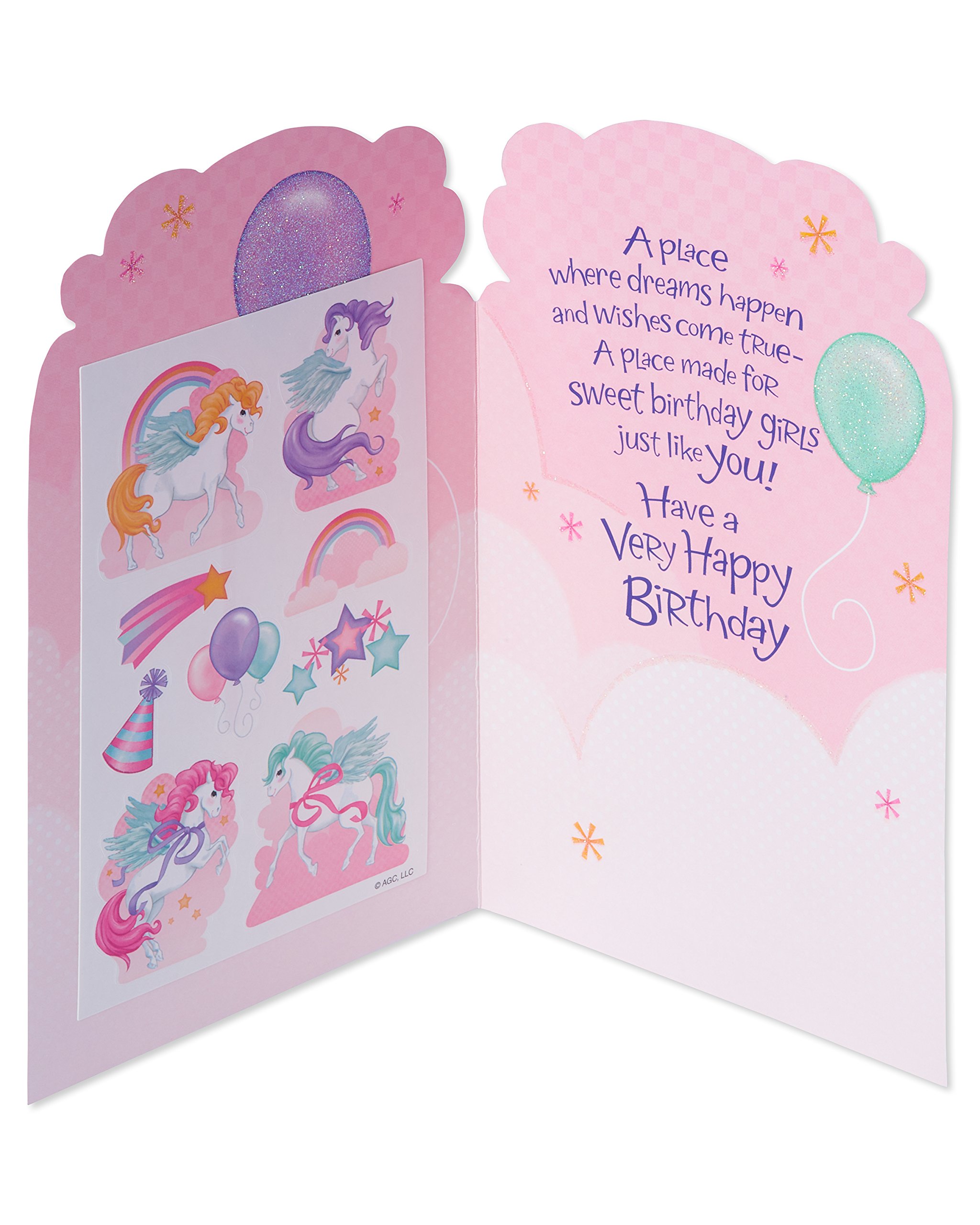 American Greetings Birthday Card for Girl (Pegasus with Stickers) - Image 2