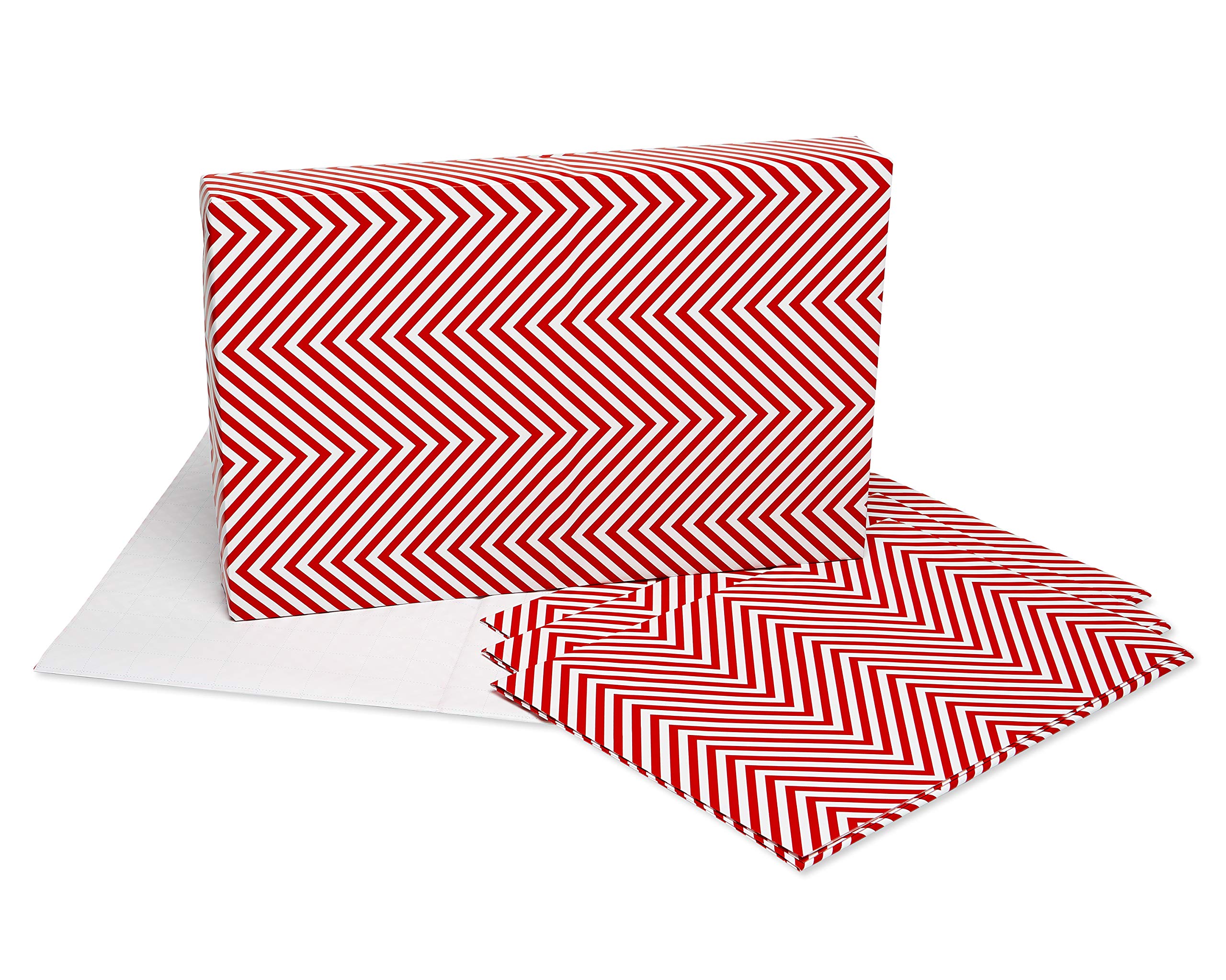American Greetings Birthday Wrapping Paper Sheets with Gridlines, Red and White Patterns (12-Sheets, 100 sq. ft) - Image 3