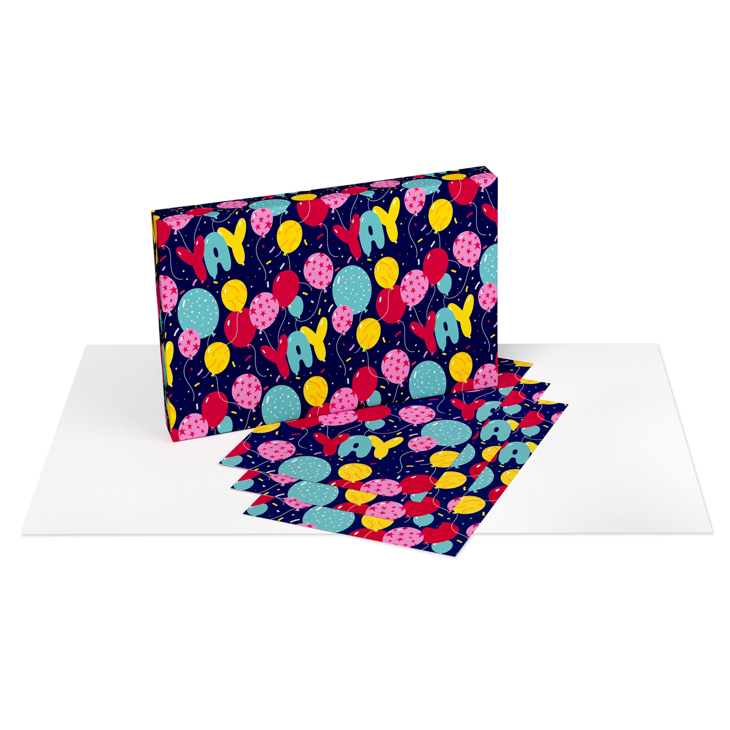 American Greetings Birthday Wrapping Paper Sheets with Gridlines, Party Hats (16 Sheets, 30 in. x 20 in.) - Image 2