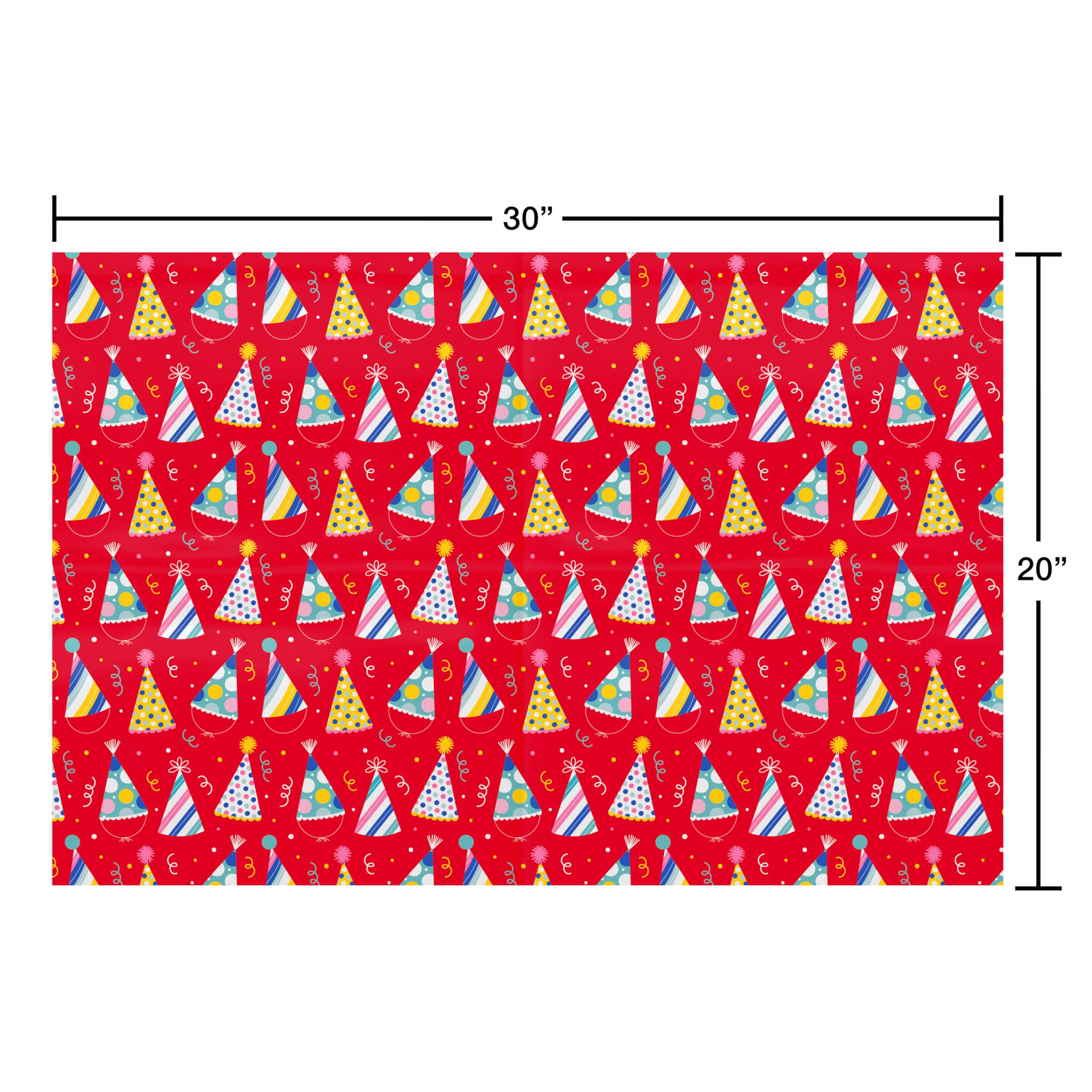 American Greetings Birthday Wrapping Paper Sheets with Gridlines, Party Hats (16 Sheets, 30 in. x 20 in.) - Image 6