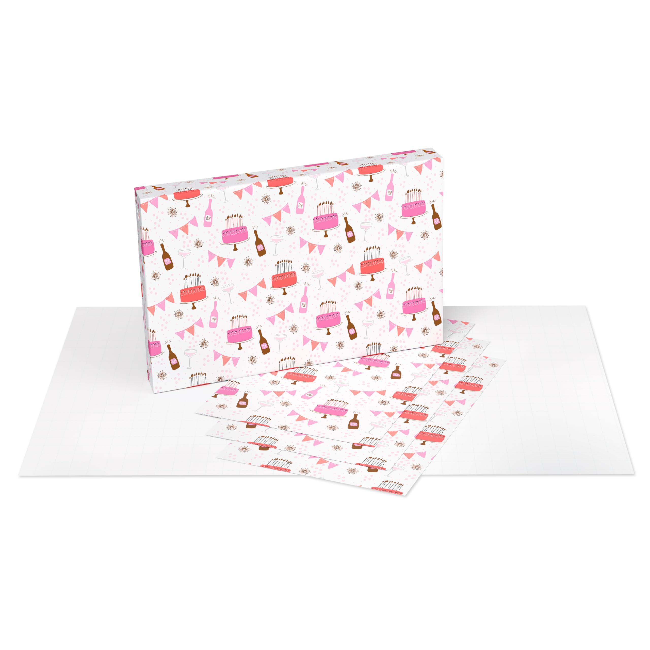 American Greetings Birthday Wrapping Paper Sheets with Gridlines, Feminine (16 Sheets, 30 in. x 20 in.) - Image 5