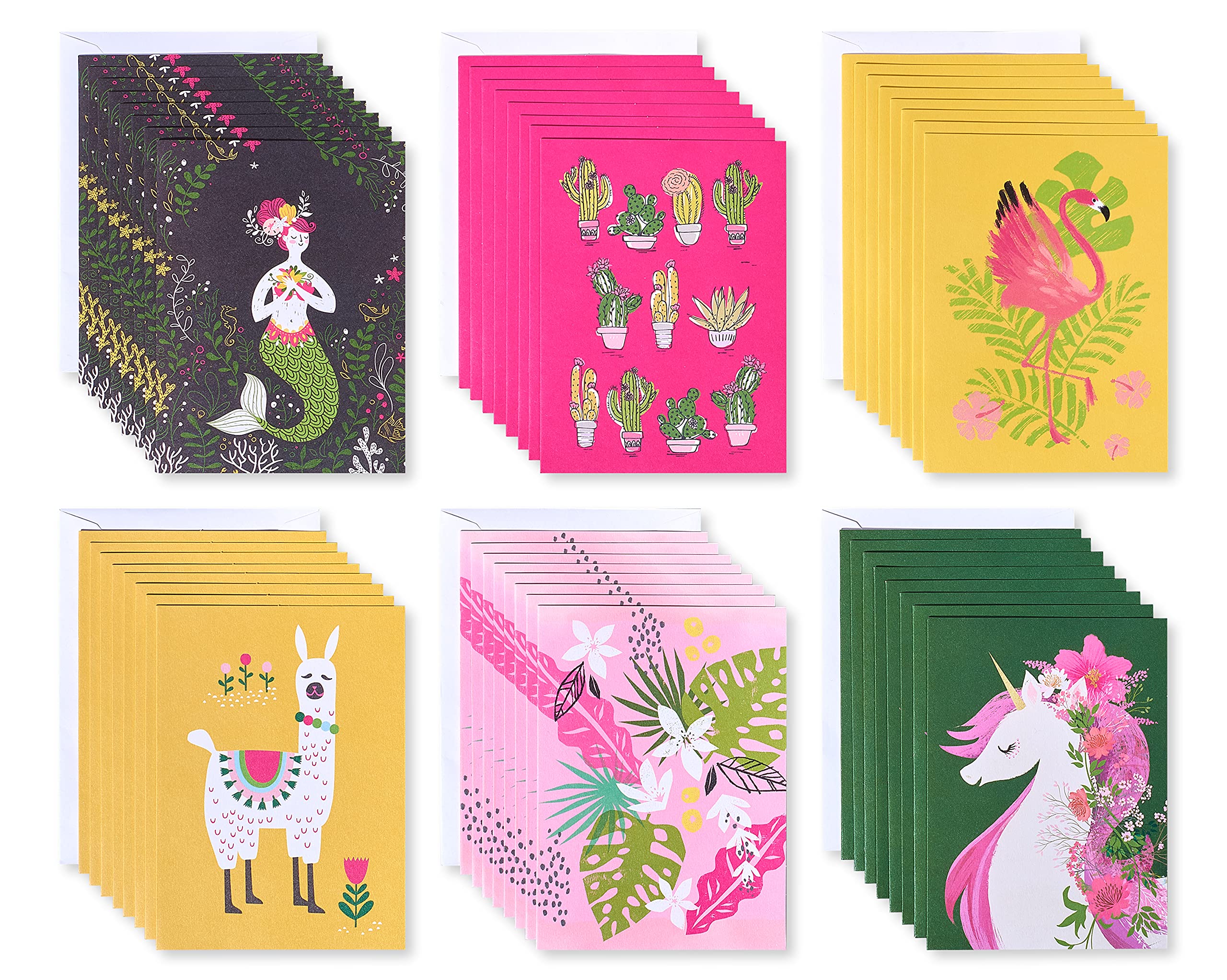 American Greetings Blank Cards with Envelopes for All Occasions, Unicorn, Floral, and Mermaids (48-Count) - Image 5