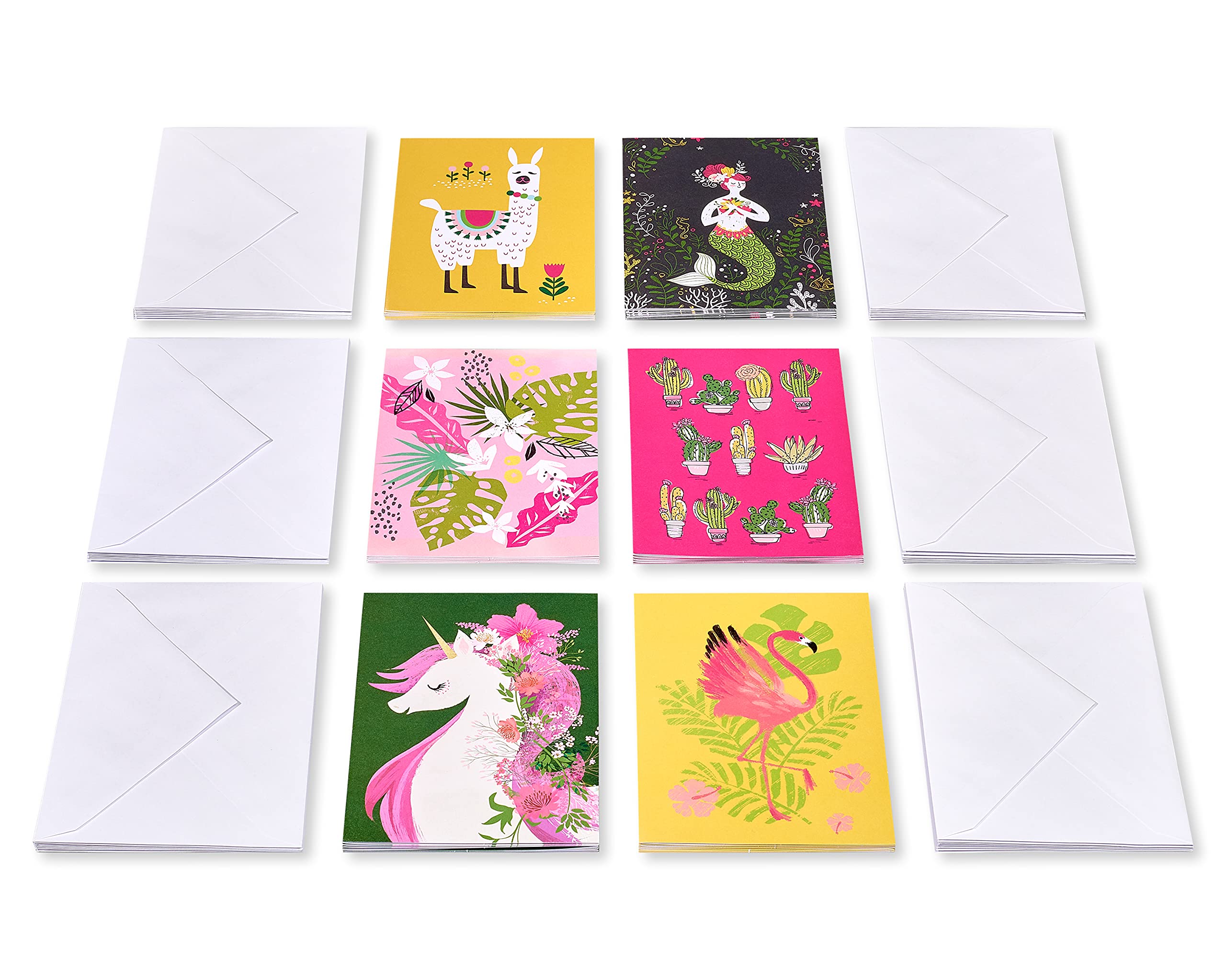 American Greetings Blank Cards with Envelopes for All Occasions, Unicorn, Floral, and Mermaids (48-Count) - Image 6